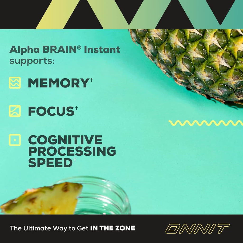 ONNIT Alpha Brain Instant Pineapple Punch – Nootropic Brain Booster for Focus & Clarity | 30 Count