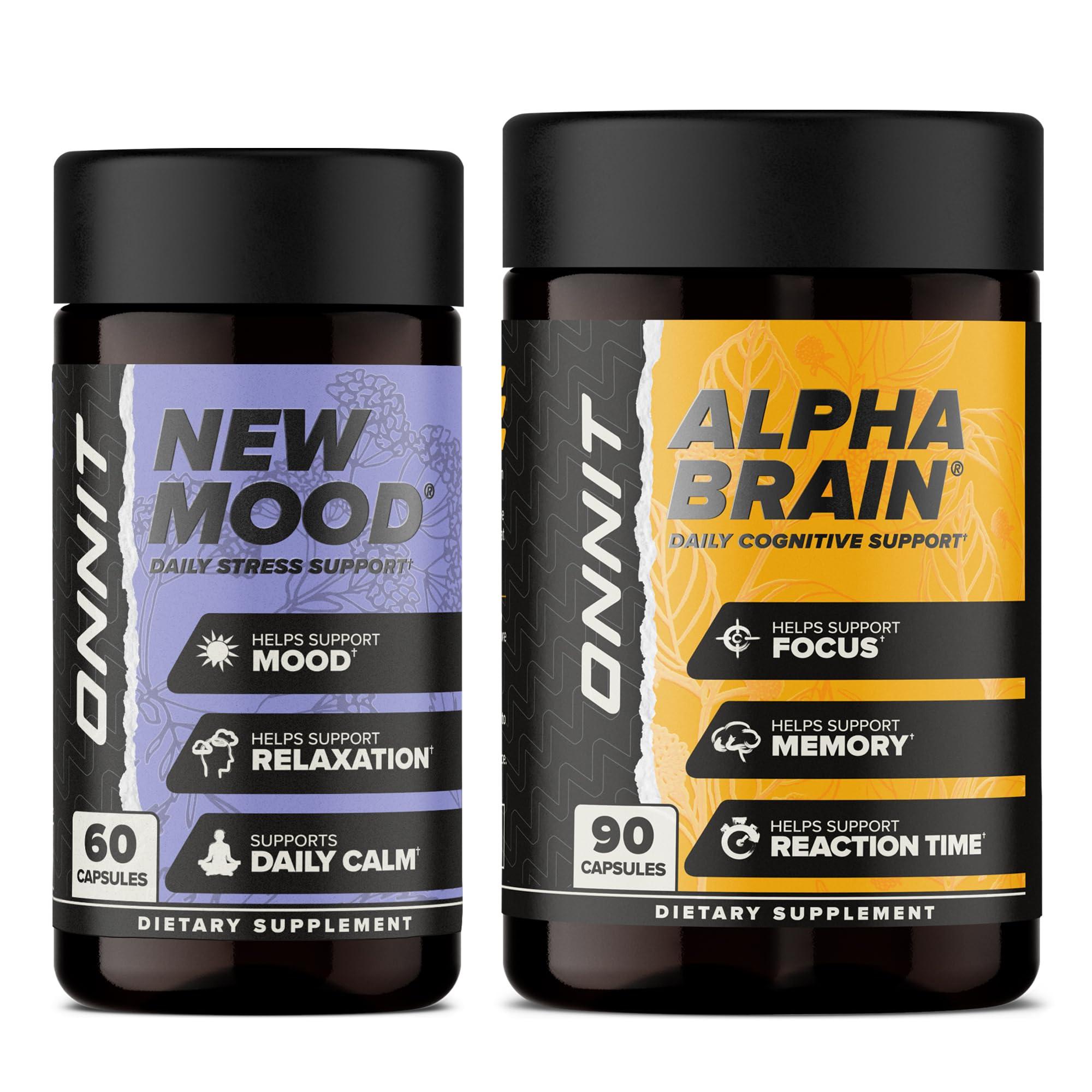 ONNIT Premium Alpha Brain Bundle – Nootropic Brain & Mood Support (90ct + 60ct)