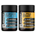 ONNIT Premium Alpha Brain Bundle - Nootropic Brain Supplement (30 Count) for Focus, Concentration & Memory + Shroom Tech Sport for Exercise, Energy & Cardiovascular Performance (28 Count)