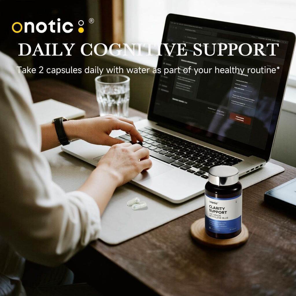 ONOTIC 10mg Methylene Blue Capsules – Pharmaceutical-Grade Methylene Blue with Vitamin C & B Complex, 90 USP-Grade Capsules