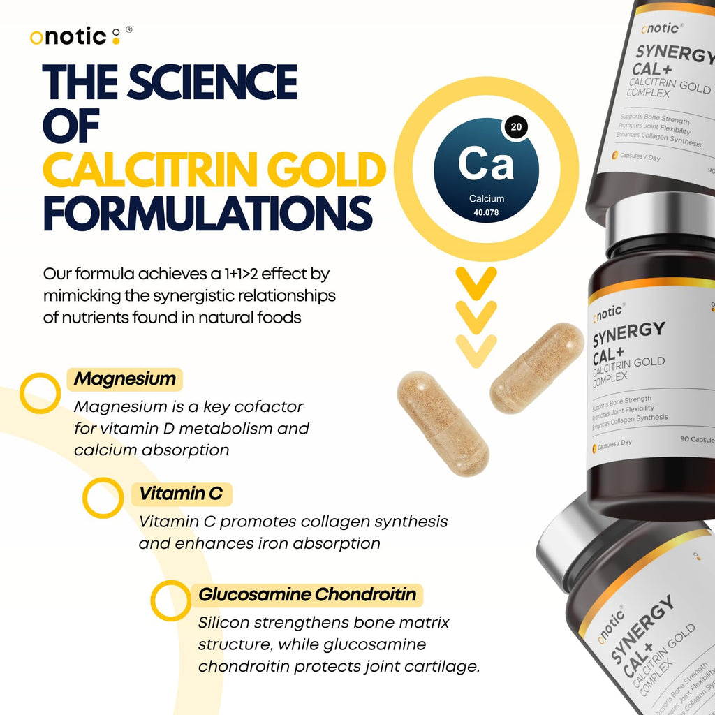 ONOTIC Calcitrin Gold Capsules – 8-in-1 Bone and Joint Support, 90 Caps