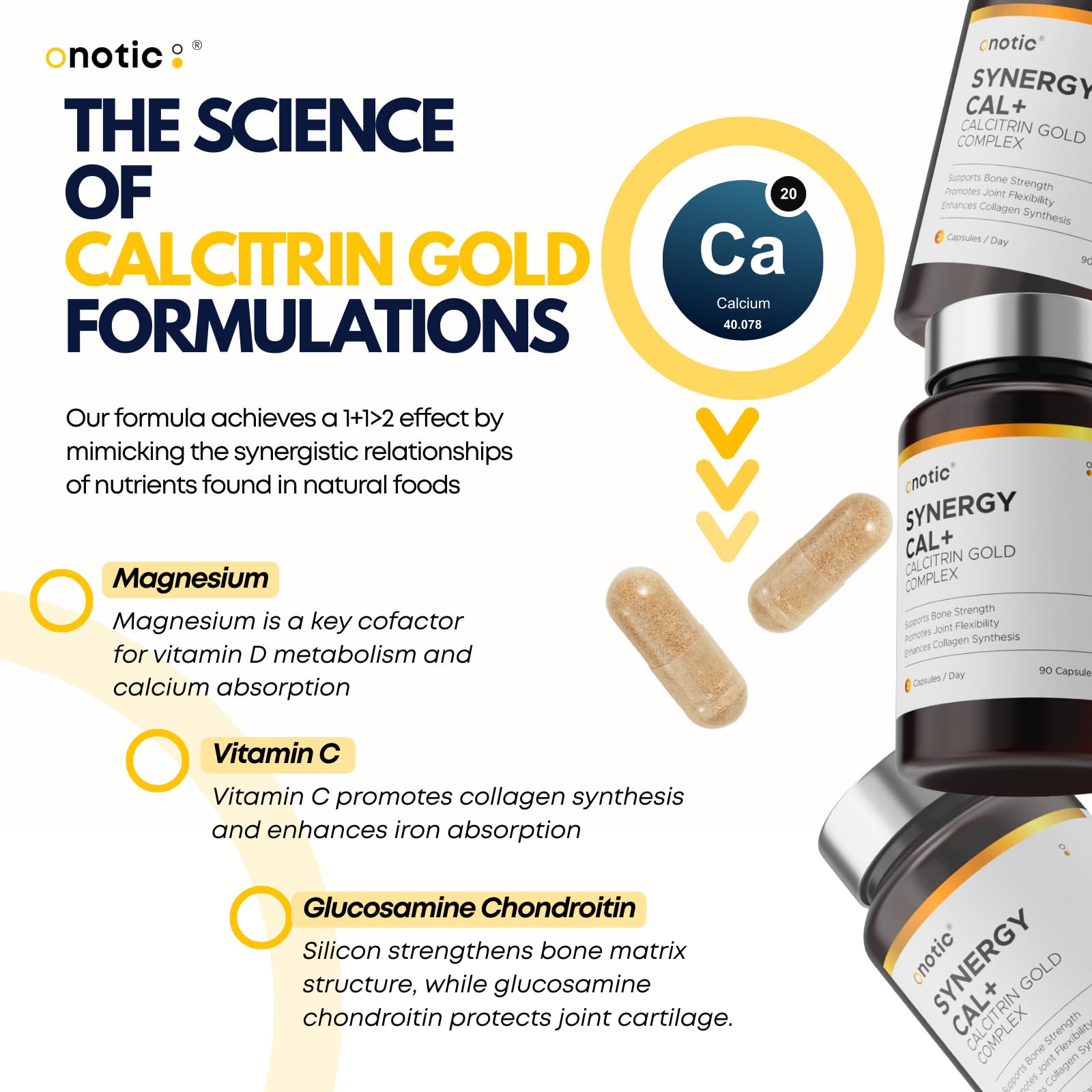 ONOTIC Calcitrin Gold Capsules – 8-in-1 Bone and Joint Support, 90 Caps