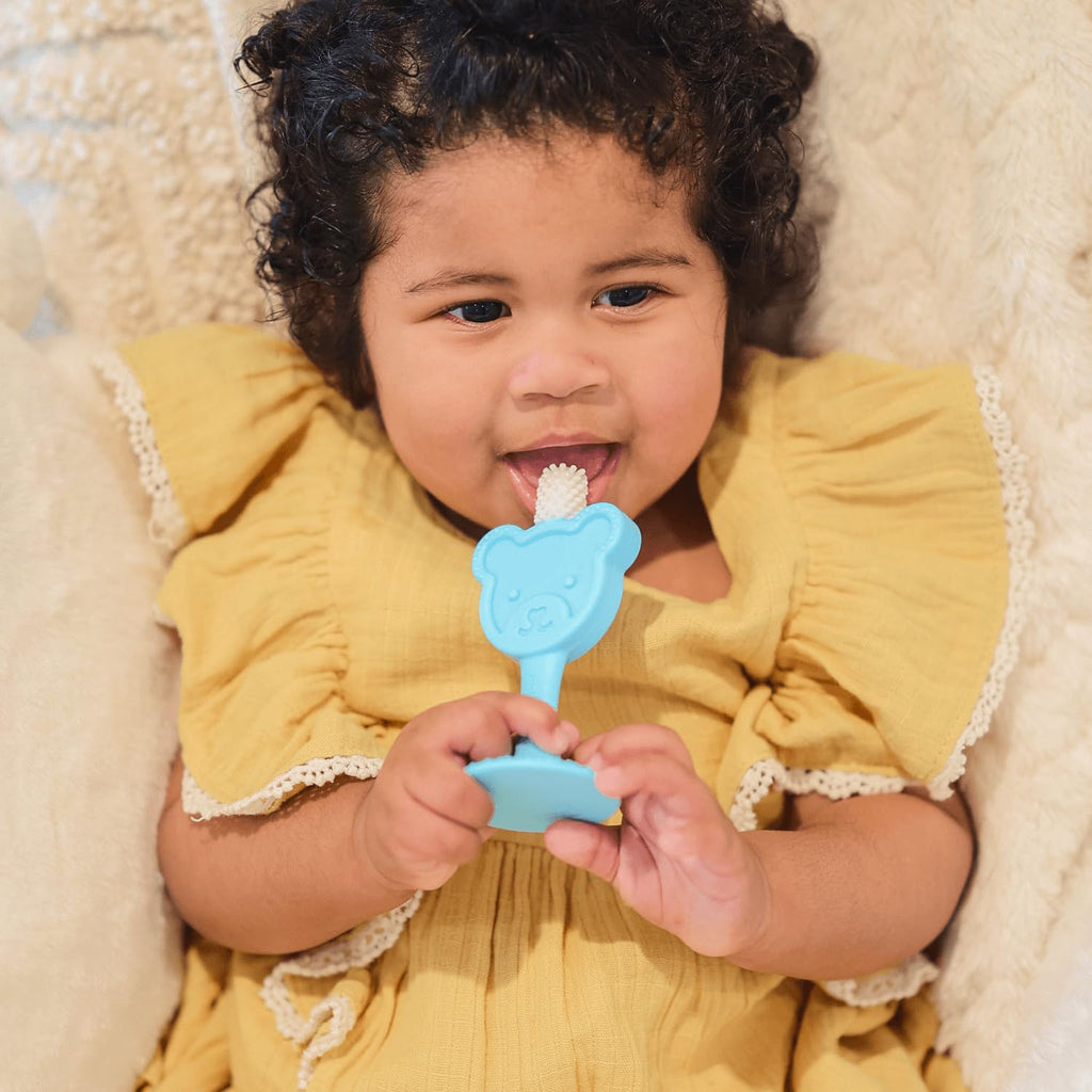 oogiebear Infant-to-Toddler Teether Toothbrush – 0-2 Years | 360° Soft Silicone, Teddy Bear Design