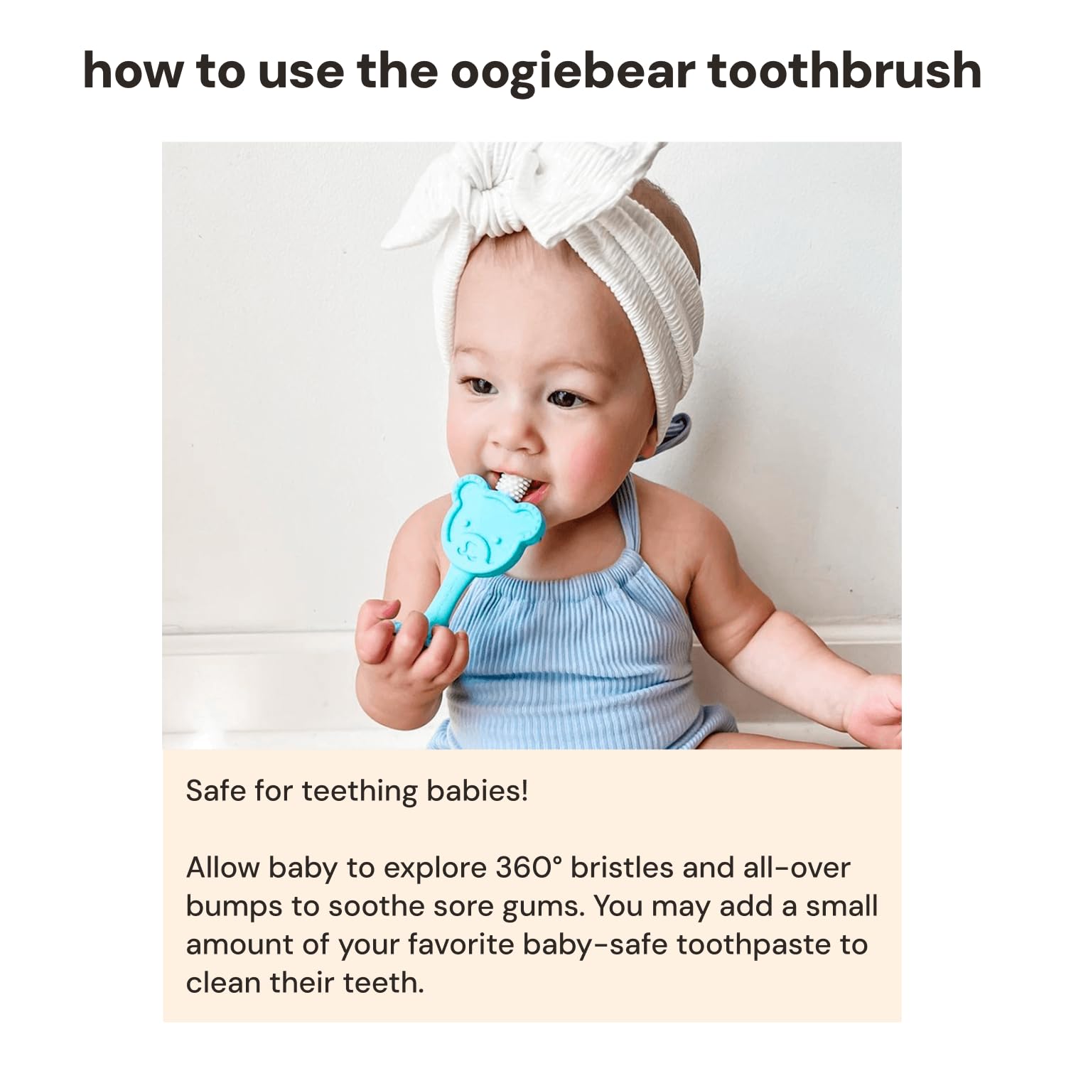 oogiebear Infant-to-Toddler Teether Toothbrush – 0-2 Years | 360° Soft Silicone, Teddy Bear Design