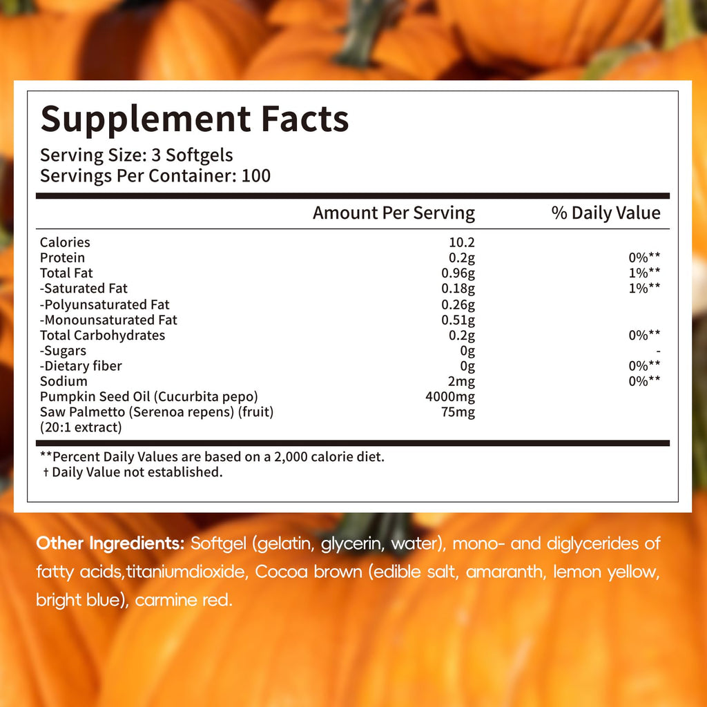 OOUUEEOO Pumpkin Seed Oil 4000mg Softgels + Saw Palmetto - 300 Softgels