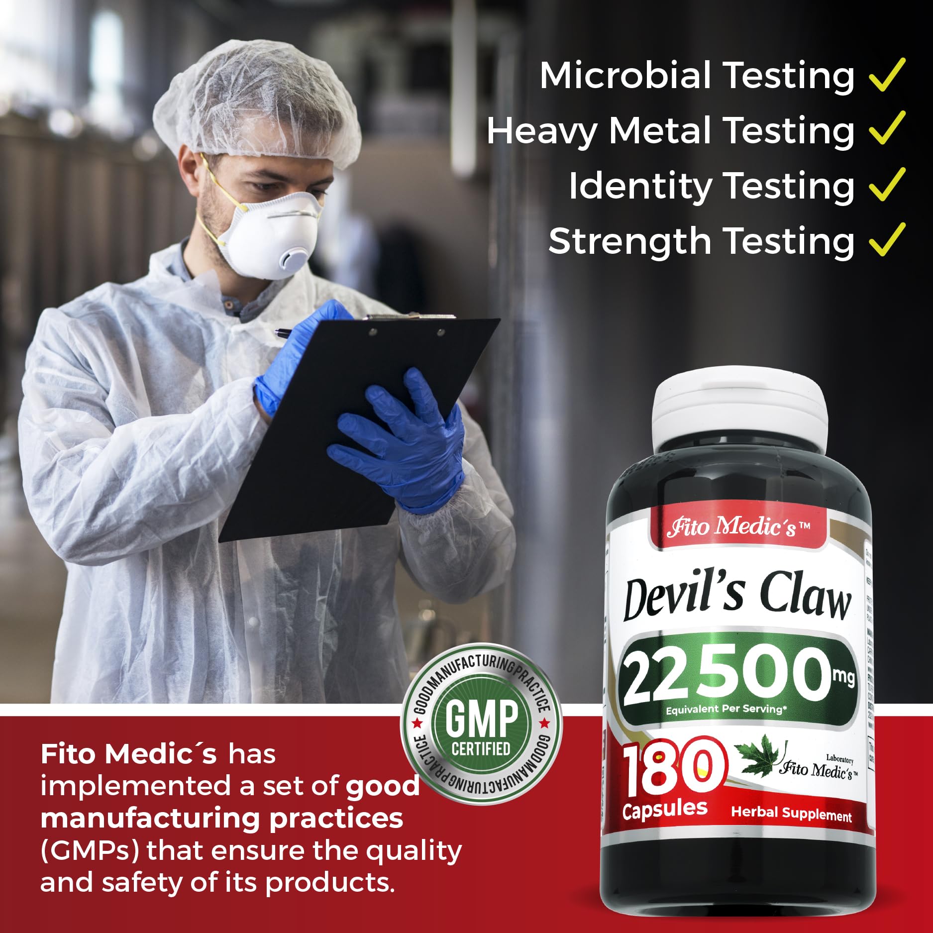 FITO MEDIC'S Lab Devils Claw 180 Capsules – Harpagophytum Procumbens | Ultra High Absorption