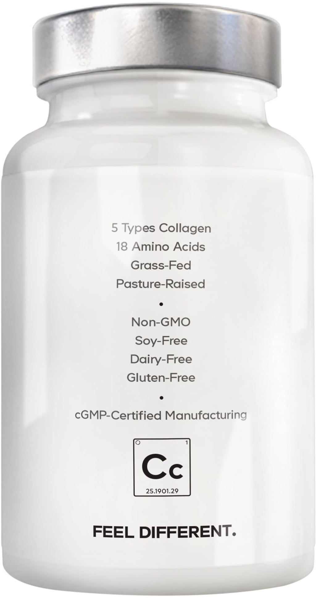 Amen Multi Collagen Peptides Capsules | 5 Types I-II-III-V-X + Hyaluronic Acid & Vitamin C | Grass-Fed, 90 Capsules