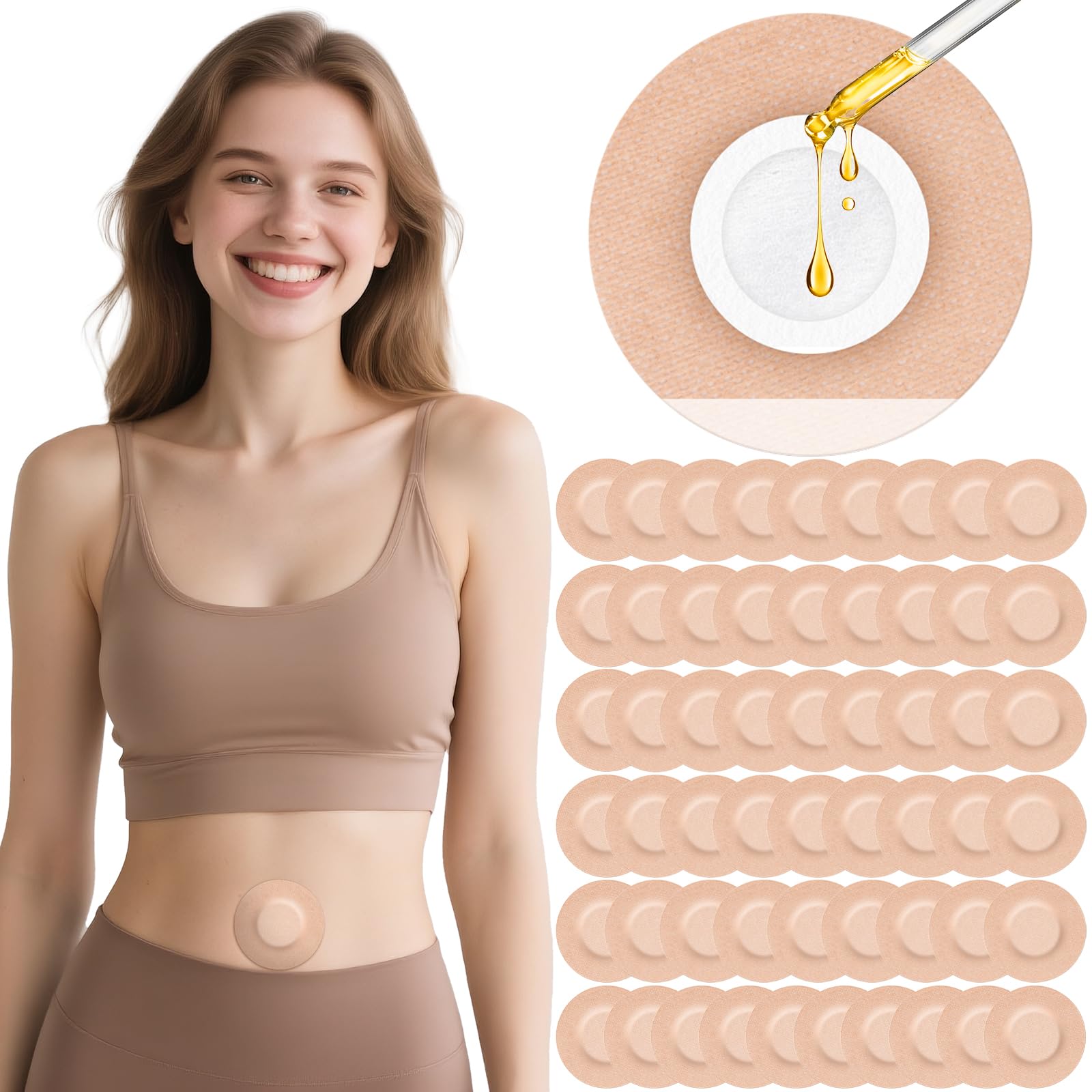 OPOX 54PCS Castor Oil Patches – No-Wash, Leak-Proof Organic Cotton Pack (Khaki)