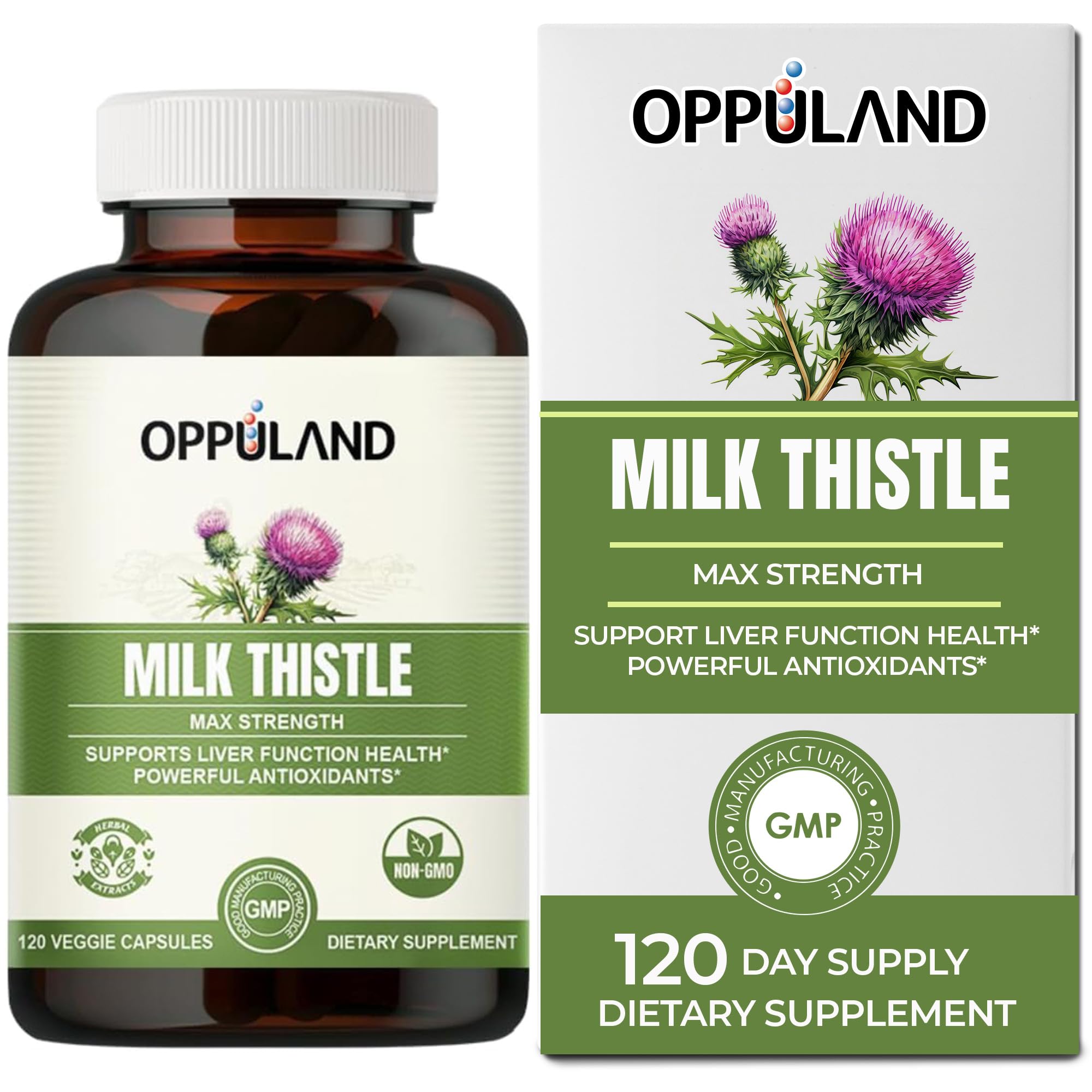 Oppuland Milk Thistle Capsules – 250mg Liver Detox & Liver Health Support | 120 Day Supply
