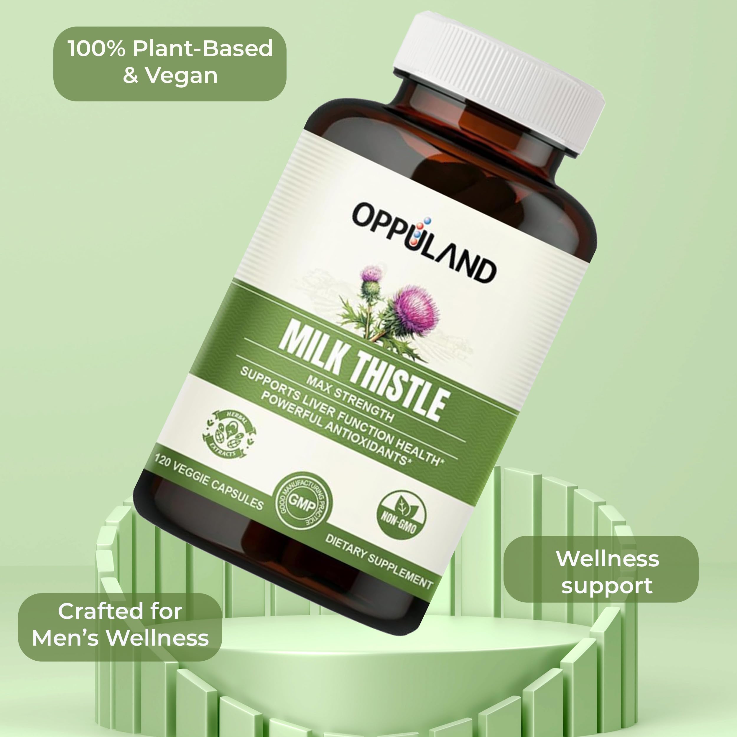 Oppuland Milk Thistle Capsules – 250mg Liver Detox & Liver Health Support | 120 Day Supply