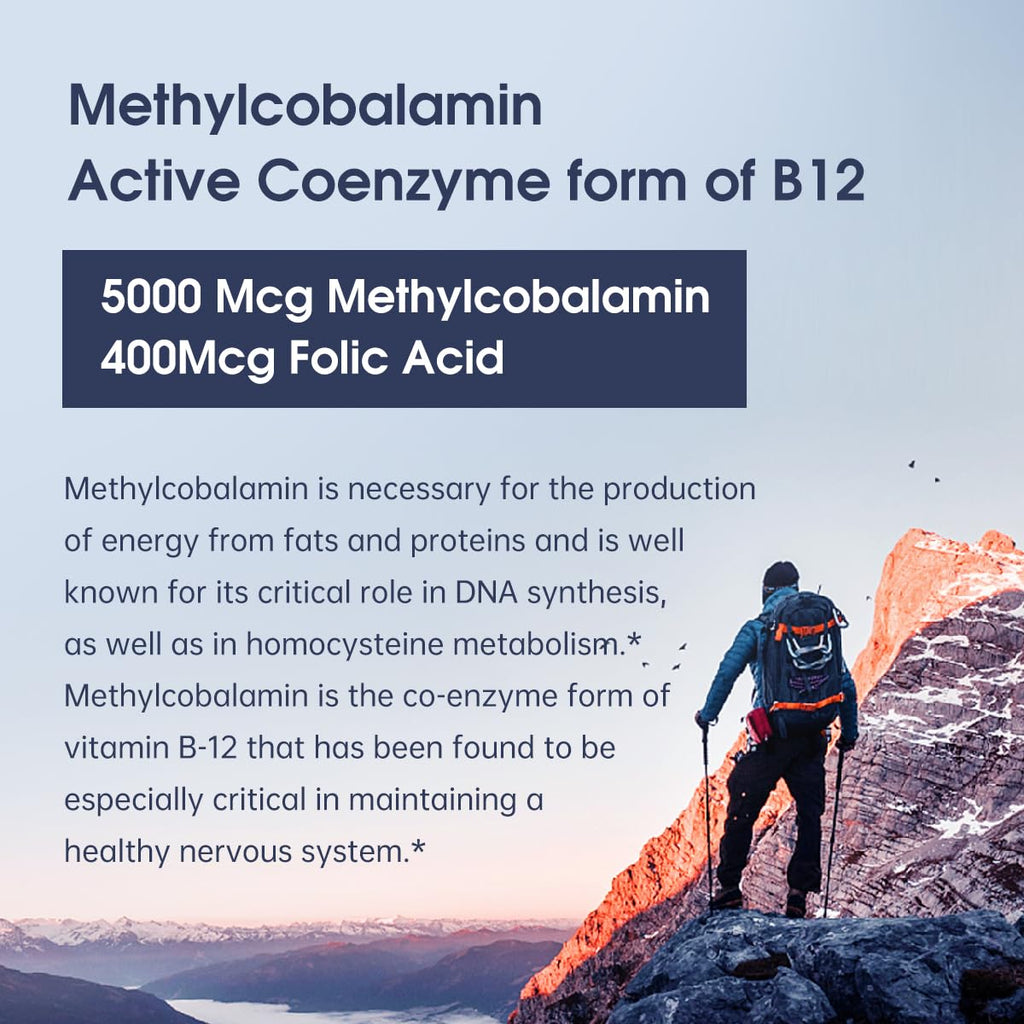 Oppuland Methyl B-12 5000mcg Chewable with Folate – Vegan Sublingual Tablets (Orange) – 120 Count