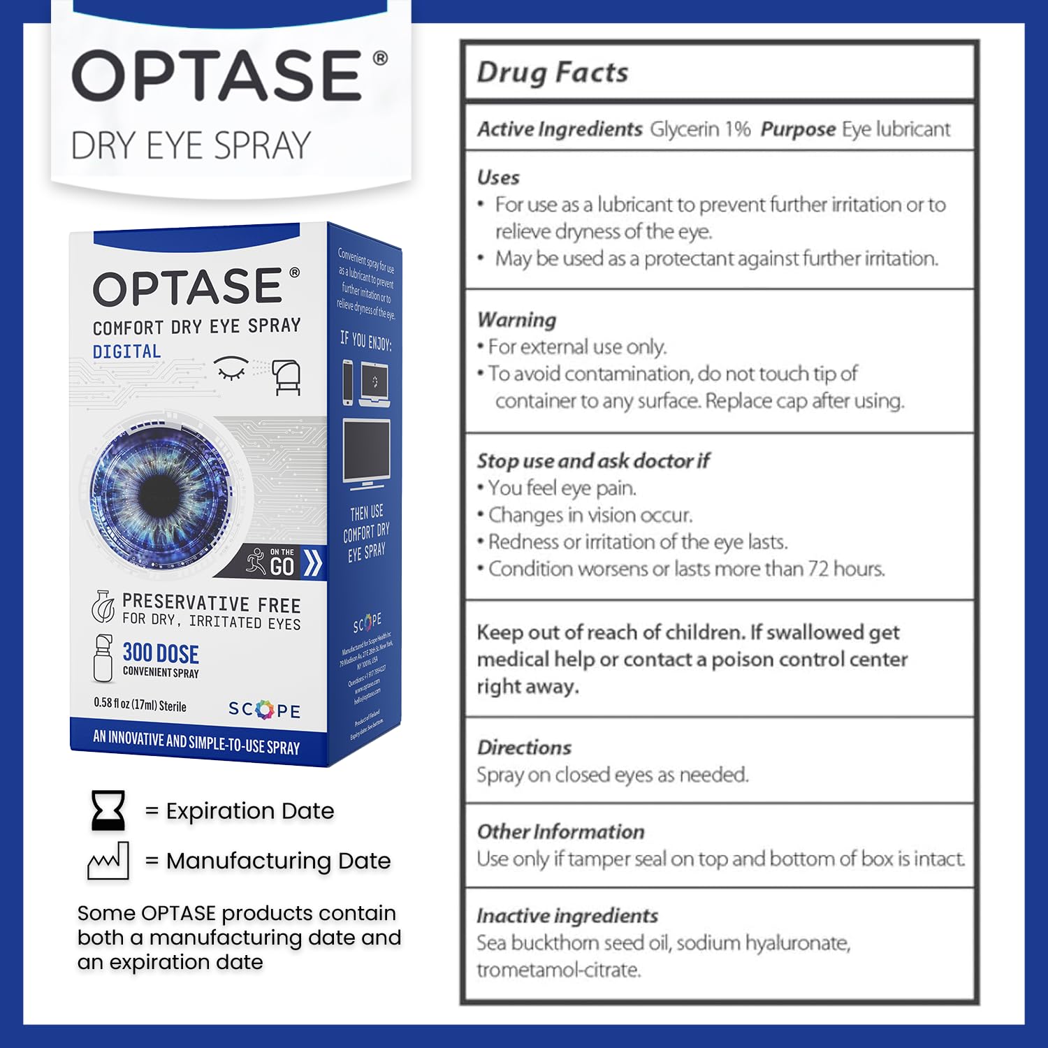 Optase Comfort Dry Eye Spray – Preservative Free Artificial Tears Alternative