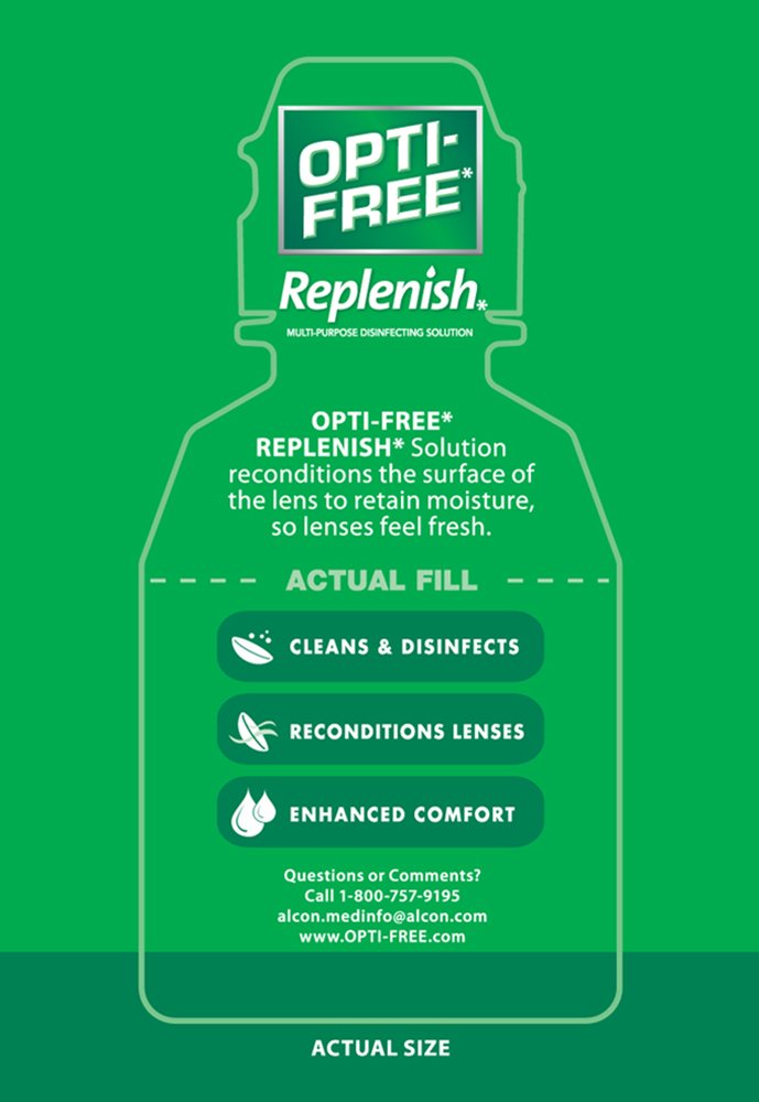 OPTI-FREE Replenish Multi-Purpose Disinfecting Contact Lens Solution – 2 oz (Pack of 6)