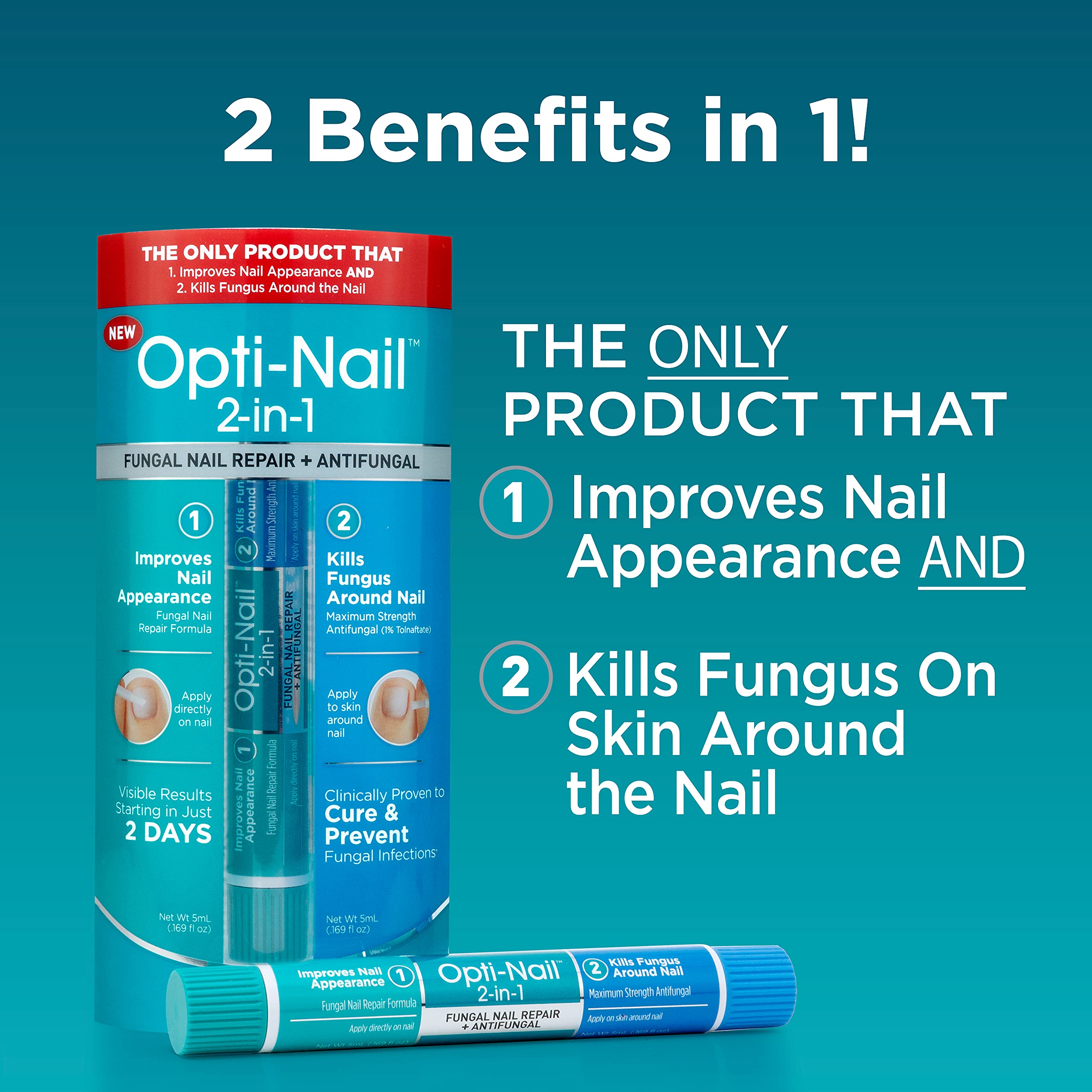 Opti-Nail 2-in-1 Toe Nail Fungus Treatment — Improve Appearance & Fight Fungus