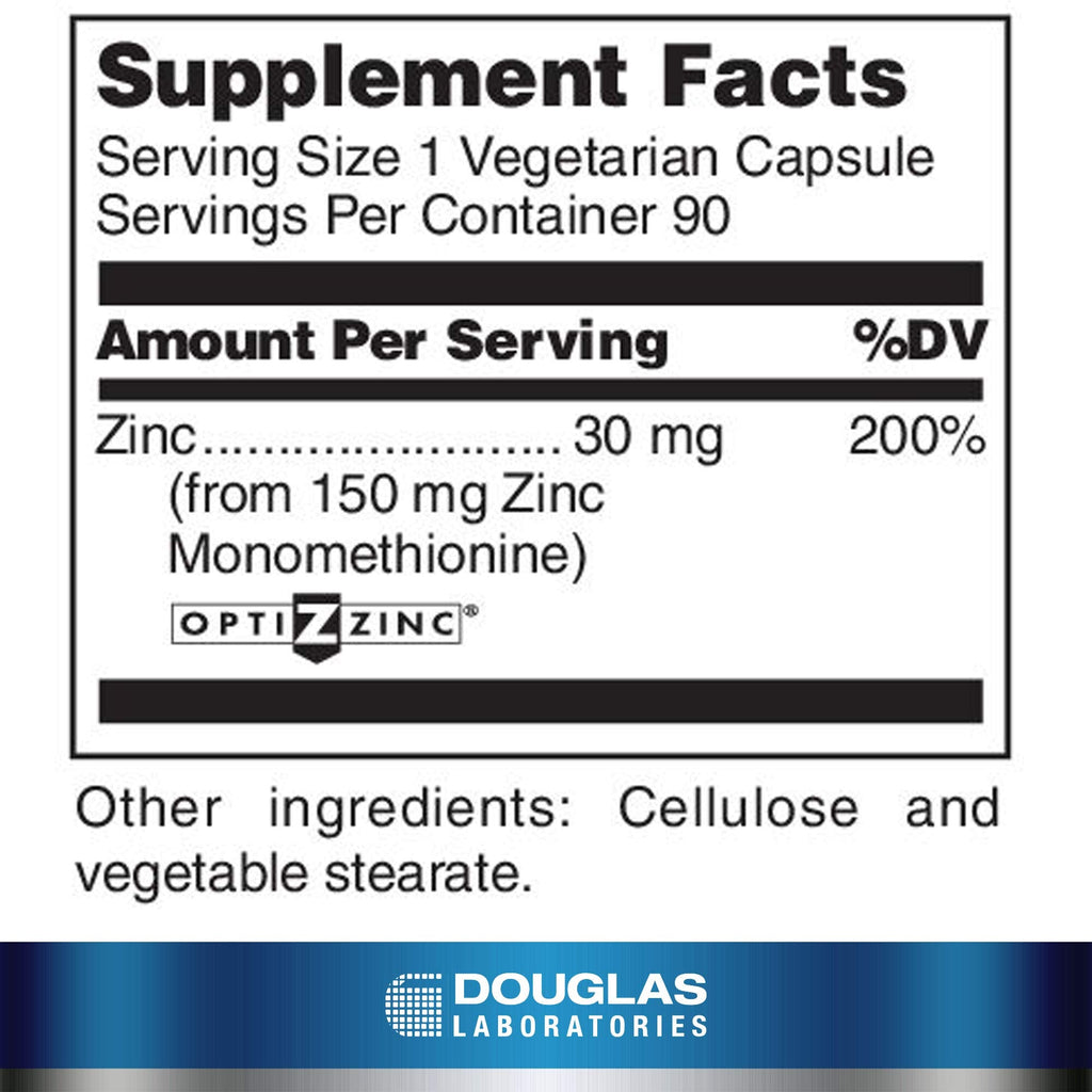 Douglas Laboratories Opti Zinc 30 mg. | Zinc Monomethionine Supports Immune Function and Healthy Skin | 90 Capsules