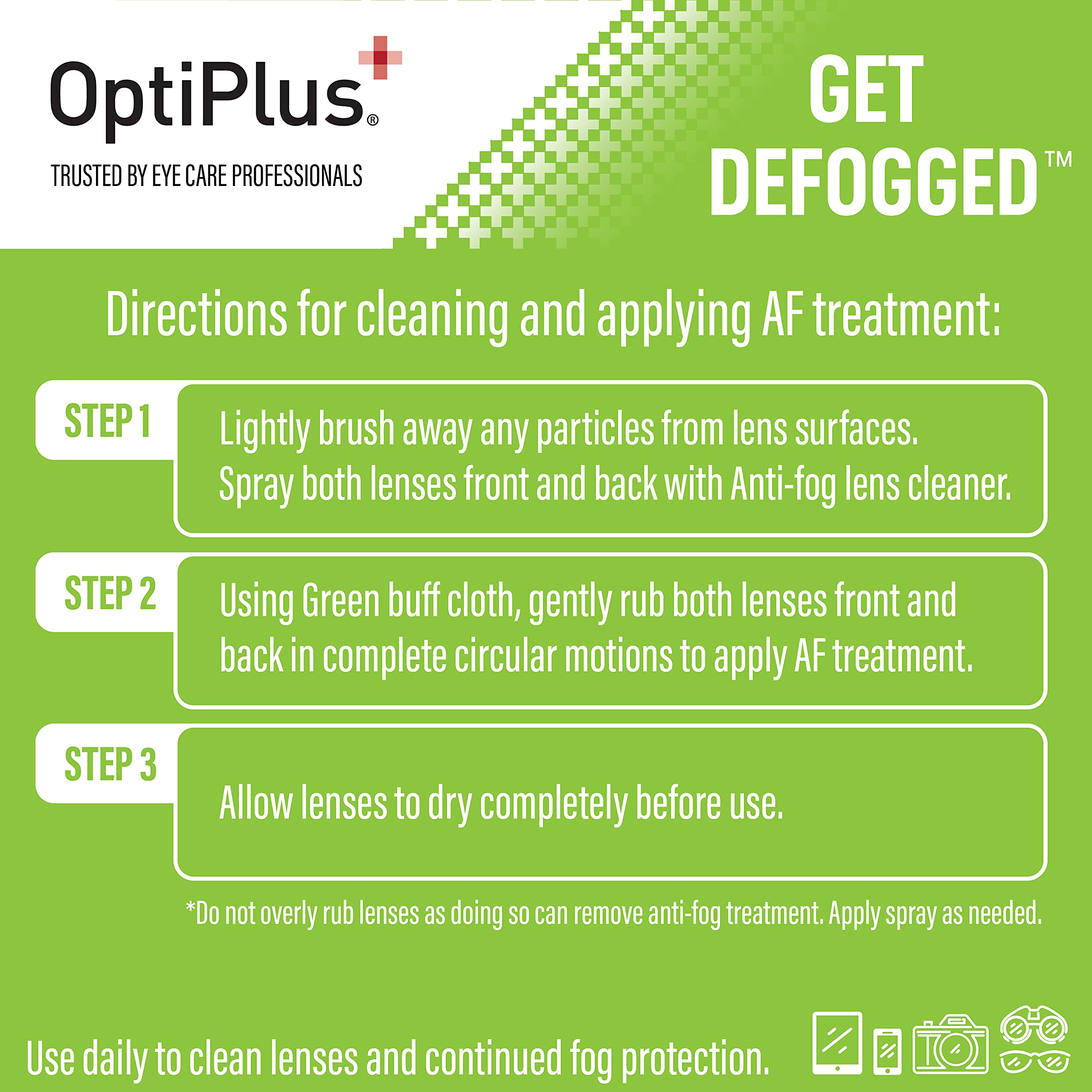 OptiPlus Anti-Fog Lens Cleaning Spray Kit – 2oz with Microfiber Cloth for Glasses, Screens & More | Hilco Vision