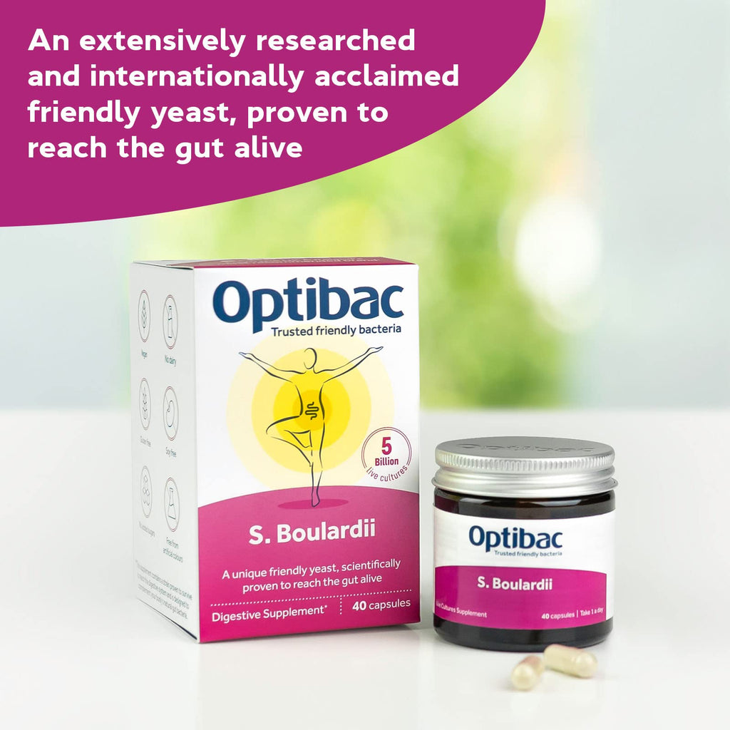 Optibac Probiotics Saccharomyces boulardii – Vegan, 5 Billion CFU, 40 Capsules