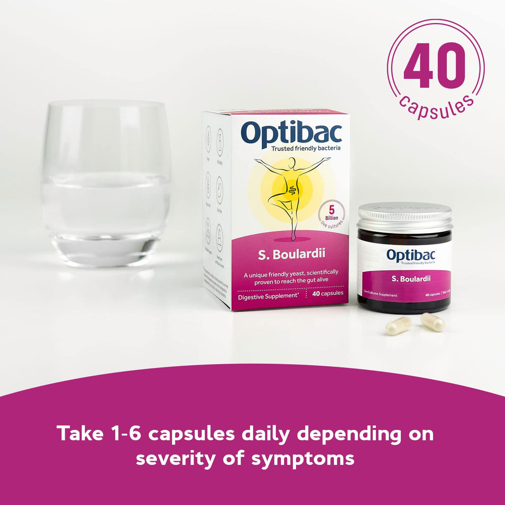 Optibac Probiotics Saccharomyces boulardii – Vegan, 5 Billion CFU, 40 Capsules