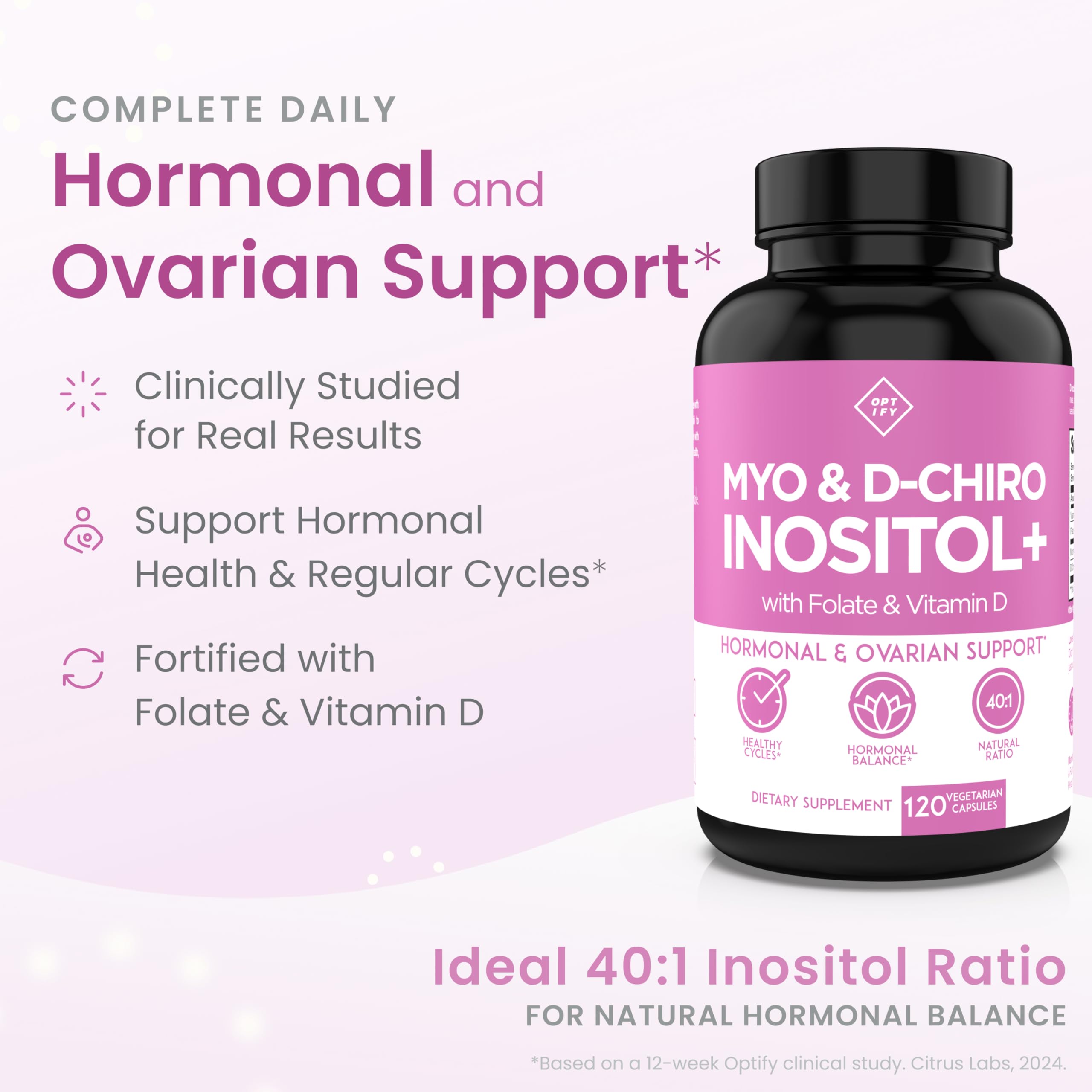Optify Myo-Inositol & D-Chiro Inositol 40:1 for Women – Hormonal Balance & Regular Cycles | 30-Day Supply