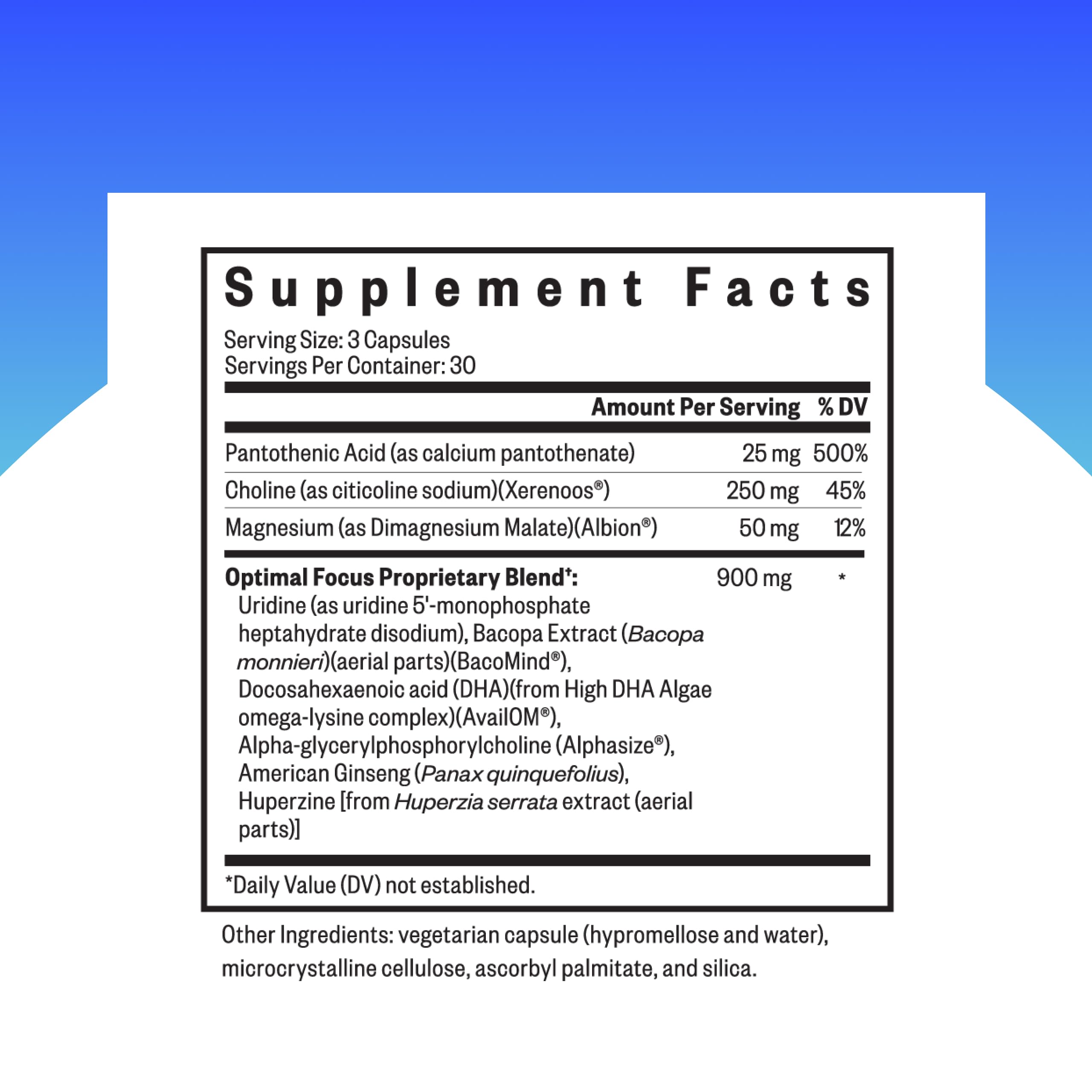Seeking Health Optimal Focus - Stimulant-Free Nootropic with Choline & Algae DHA (90 Capsules)