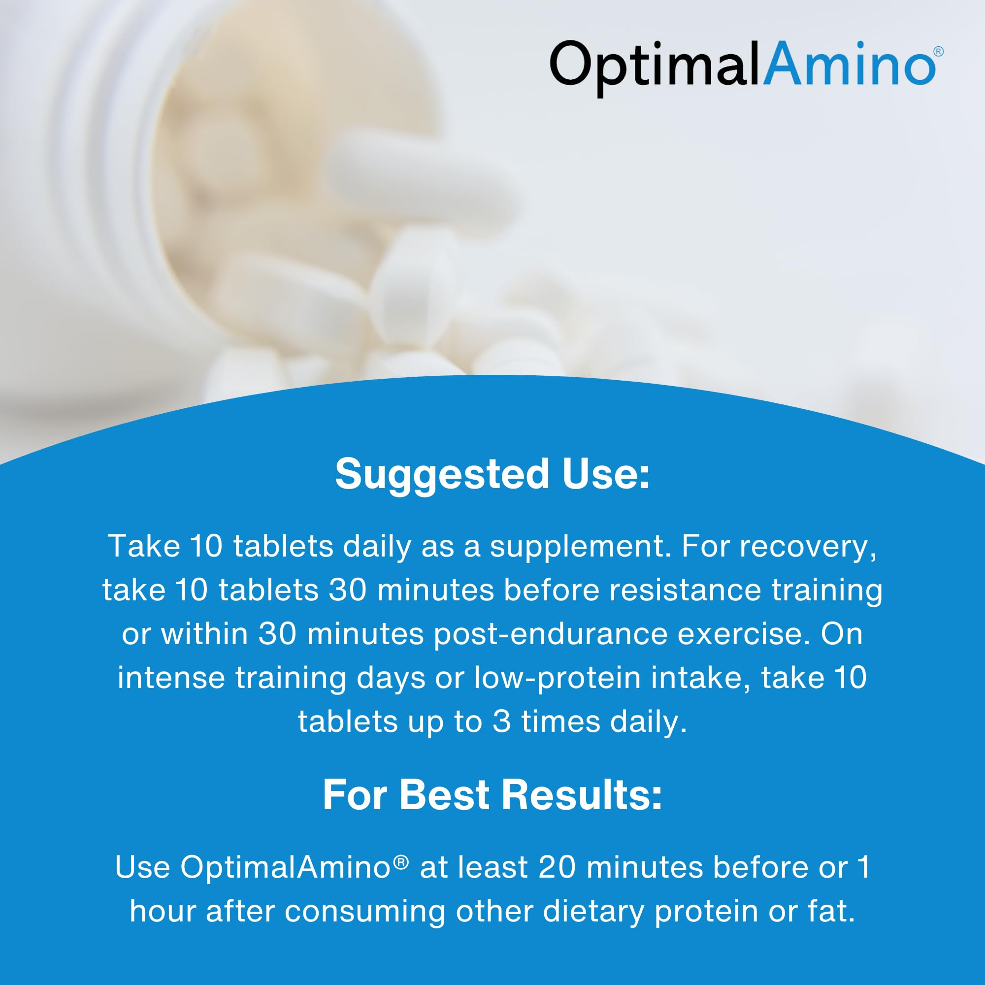 OptimalAmino Tablets Fitness Bundle (600 Count) – 99% Utilized Essential Amino Acids | Boost Recovery, Pre/Post Workout | NSF Certified for Sport