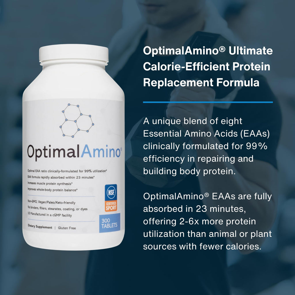OptimalAmino Tablets Fitness Bundle (600 Count) – 99% Utilized Essential Amino Acids | Boost Recovery, Pre/Post Workout | NSF Certified for Sport