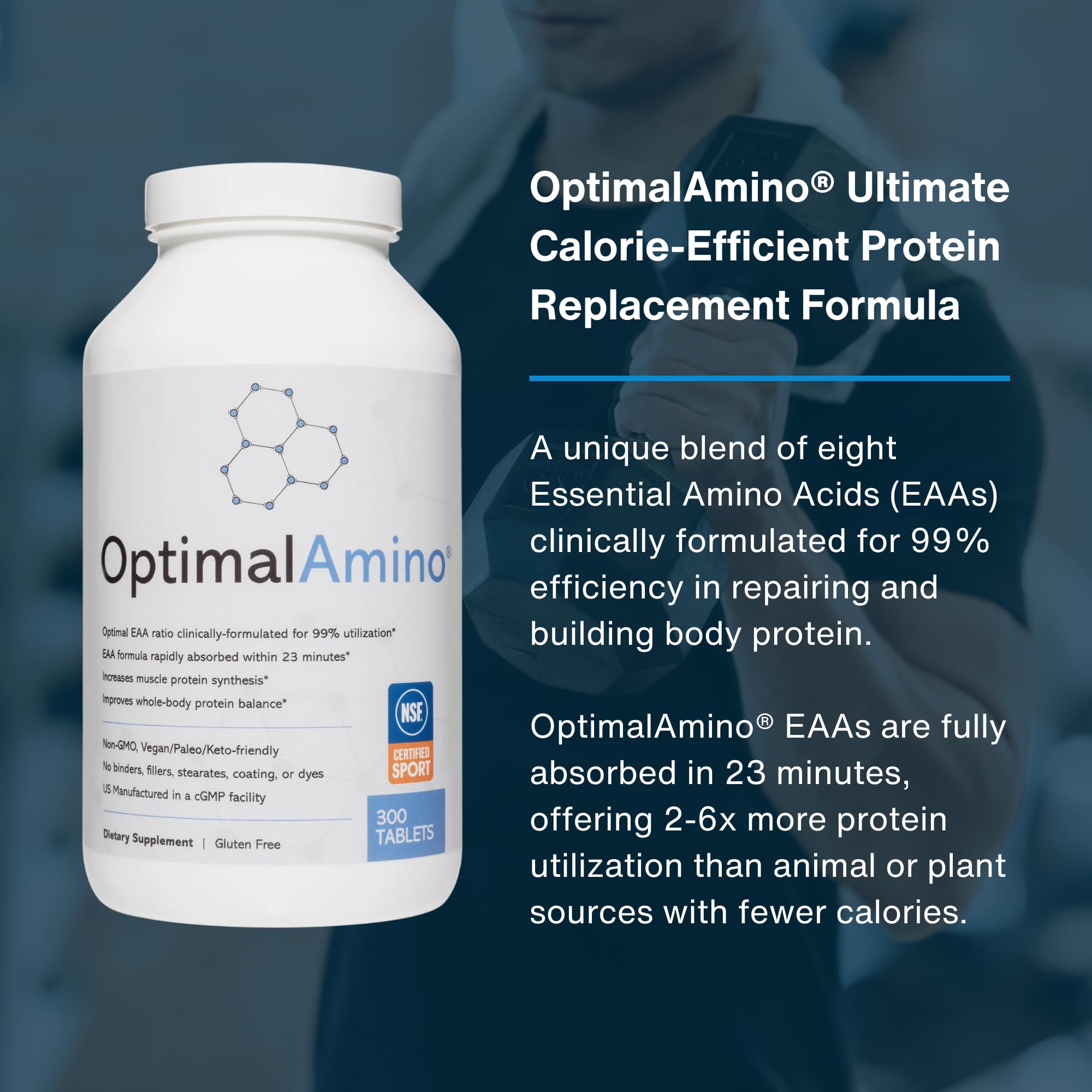 OptimalAmino Tablets Fitness Bundle (600 Count) – 99% Utilized Essential Amino Acids | Boost Recovery, Pre/Post Workout | NSF Certified for Sport