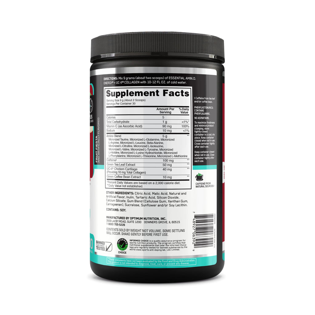 Optimum Nutrition Amino Energy + Collagen Powder – 5g Aminos, UC-II Collagen, Caffeine