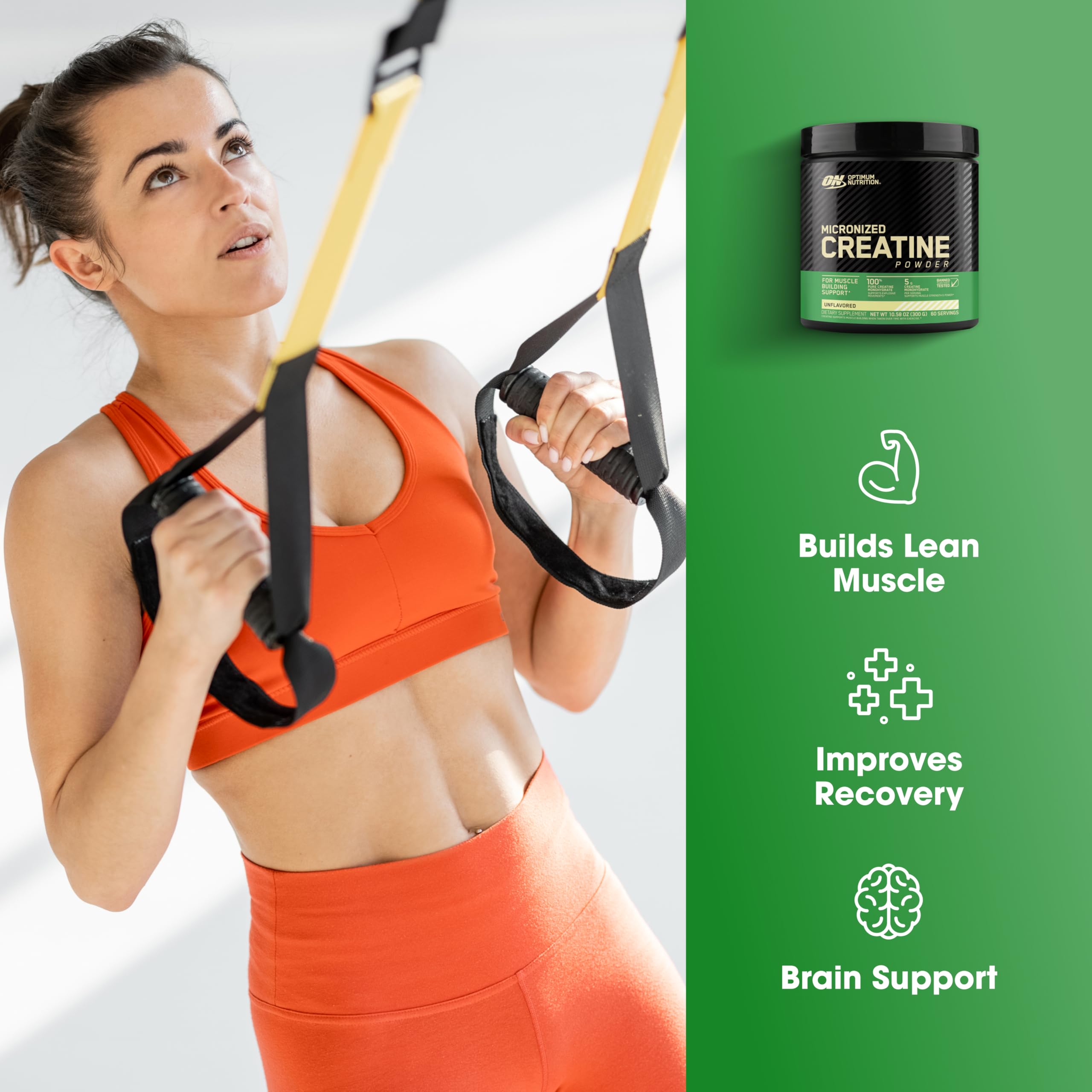 Optimum Nutrition Micronized Creatine Monohydrate Powder – Unflavored, 60 Servings, 300 g | Packaging May Vary