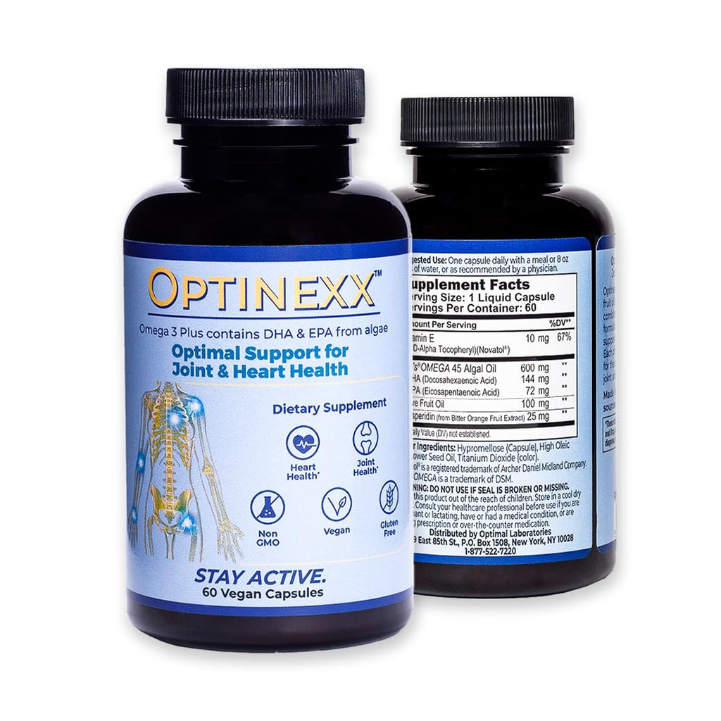 Optinexx Premium Vegan Omega-3 – Algae DHA & EPA + Vitamin E