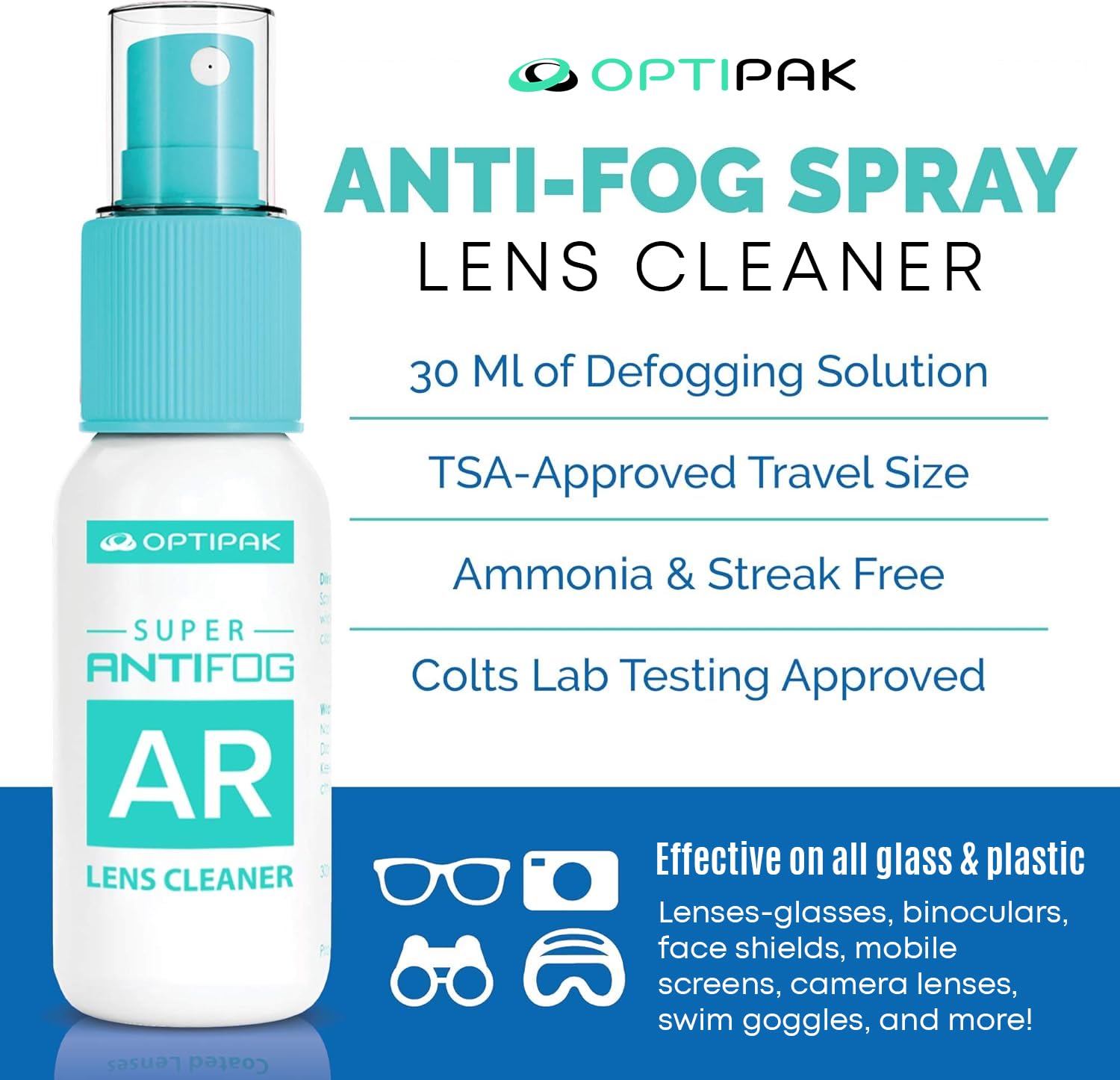 Anti Fog Lens Cleaner Spray Kit - 4x 1oz Bottles + 4 Microfiber Cloths | 8-Piece Eyeglass Defogger Kit