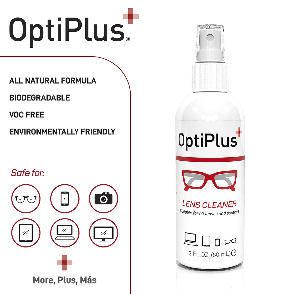 OptiPlus Lens Cleaner Kit – 2oz Spray & Premium Microfiber Cloth for Eyewear
