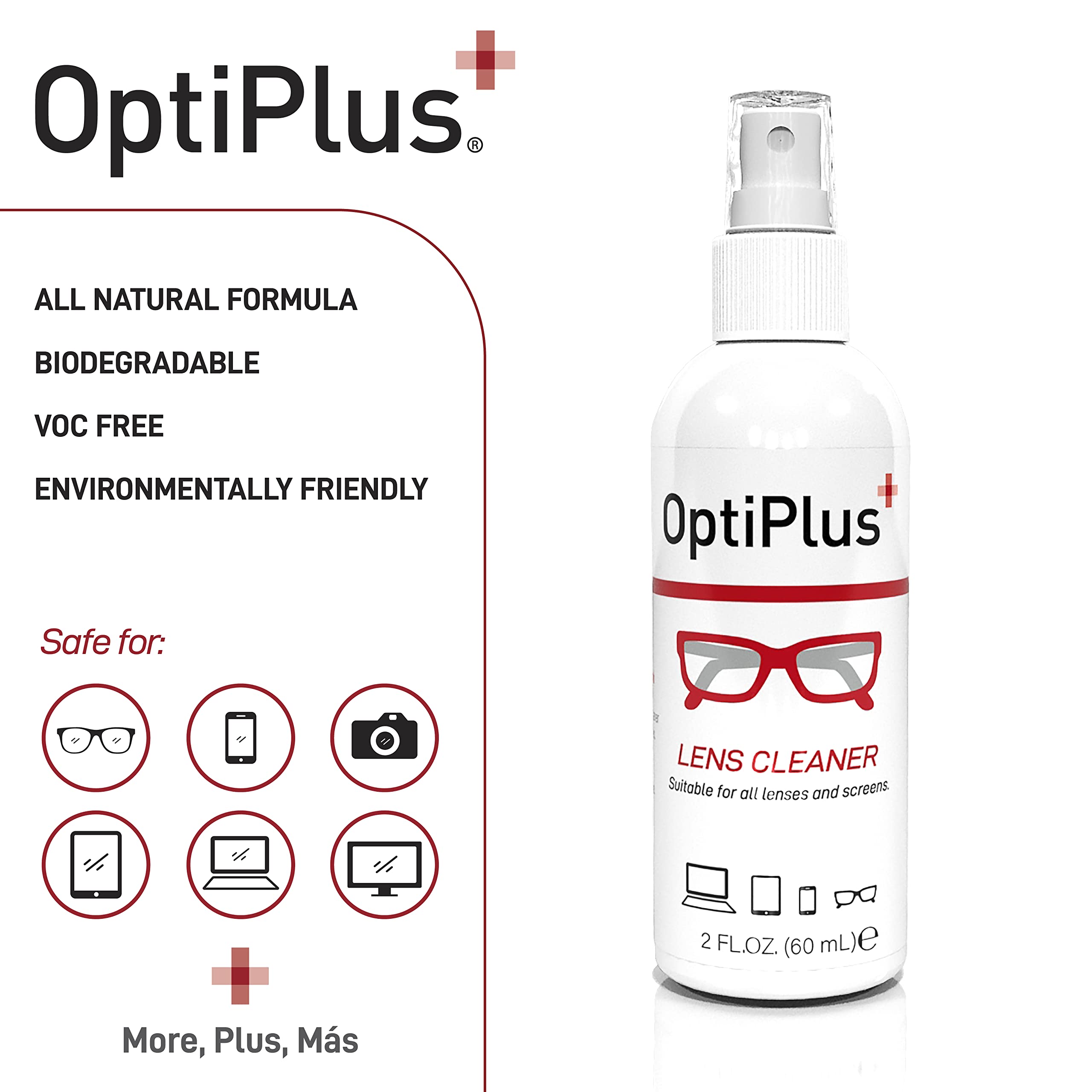 OptiPlus Lens Cleaner Kit – 2oz Spray & Premium Microfiber Cloth for Eyewear