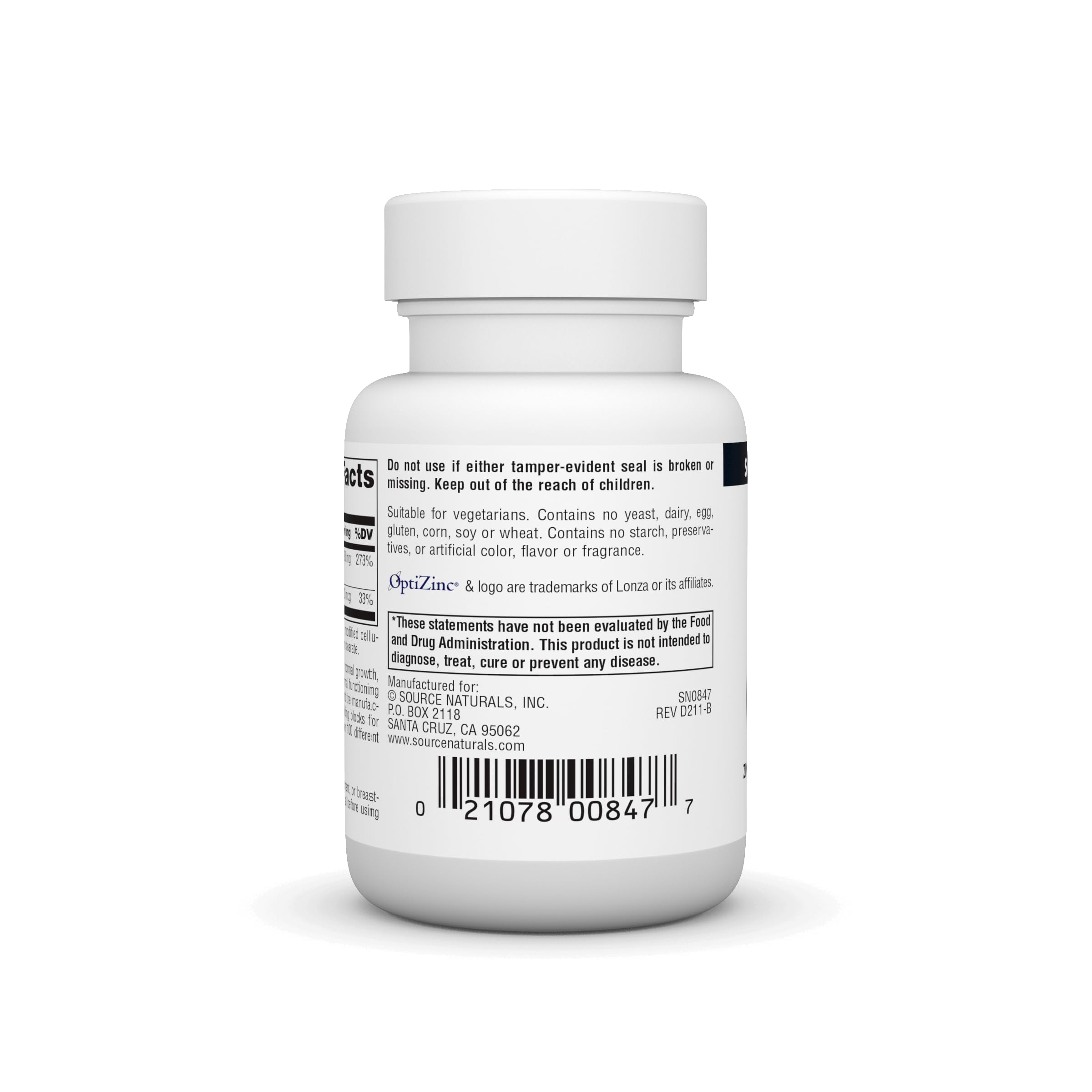 Source Naturals OptiZinc Zinc Monomethionine Sulfate Complex – 60 Tablets
