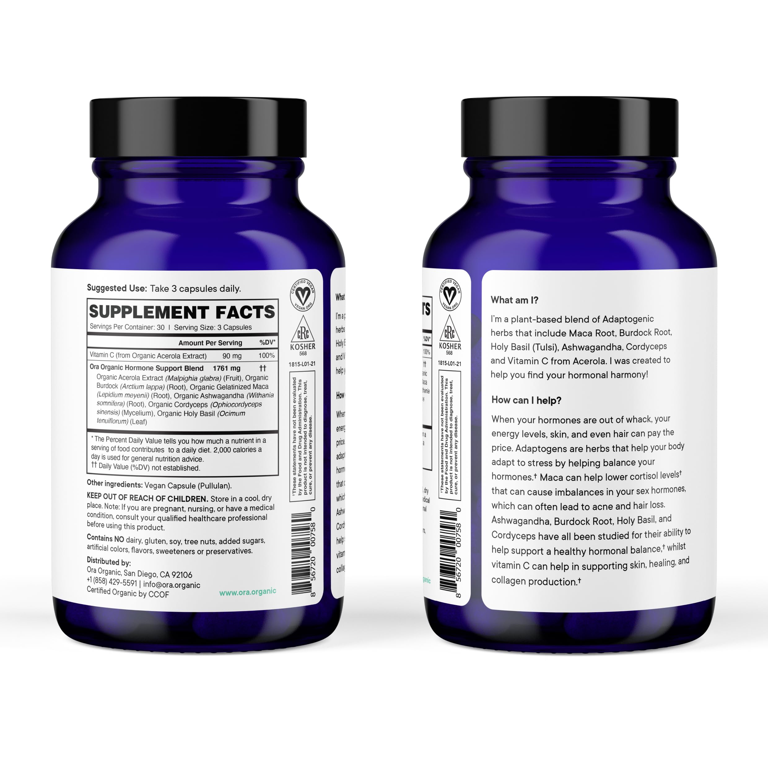 Ora Organic Hormone Balance for Women | Hormonal Acne & PMS Support | 90 Capsules