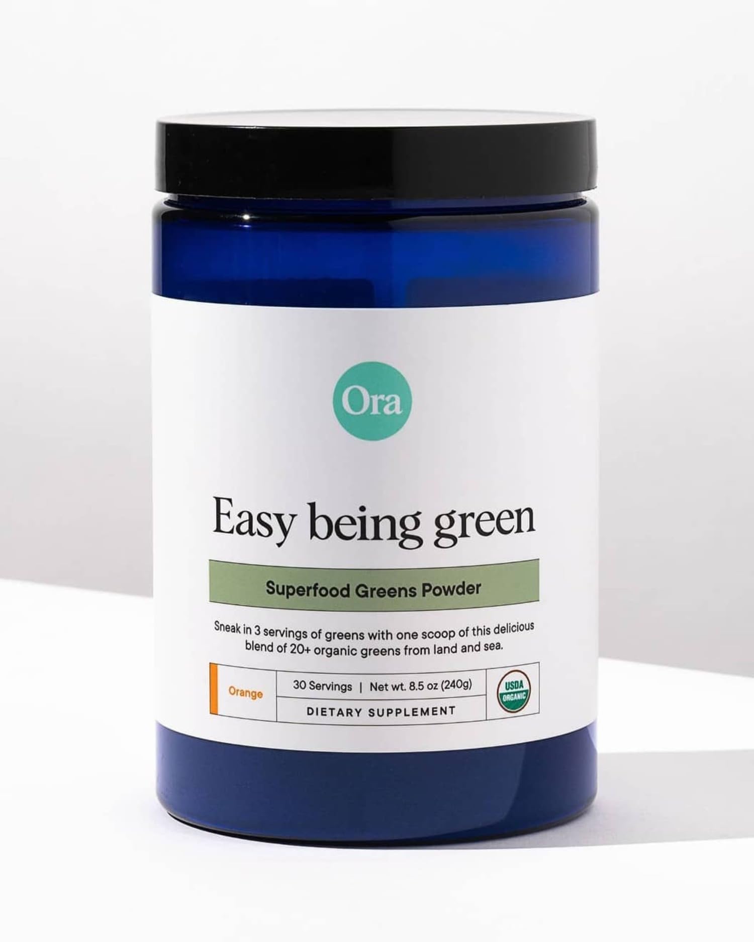 Ora Organic Greens Powder – Citrus Flavor, 30 Servings | Vegan, Gluten-Free, 20+ Organic Greens + Adaptogens