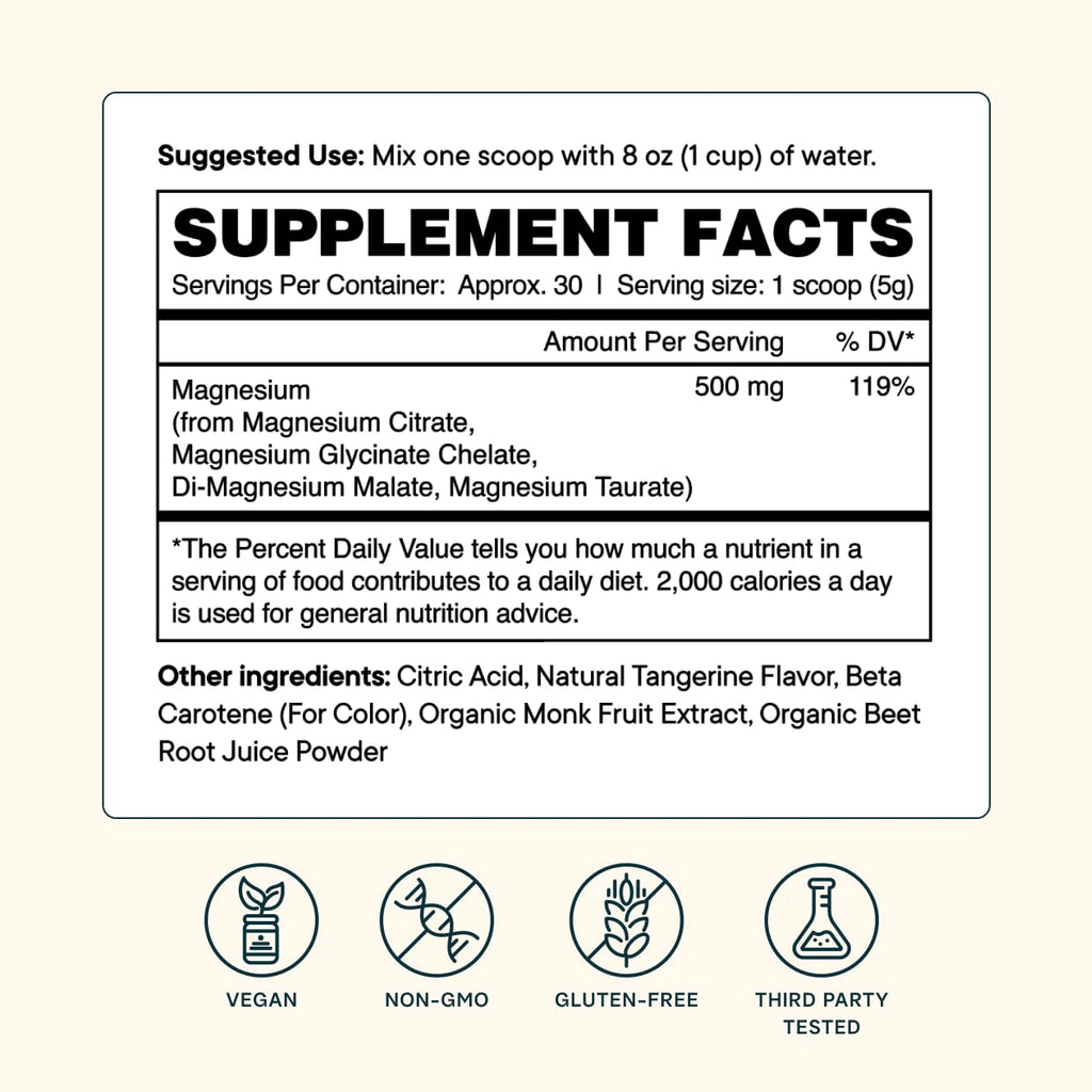 Ora Organic Magnificent Magnesium Complex Powder – 4-in-1 for Sleep, Recovery & Heart Health