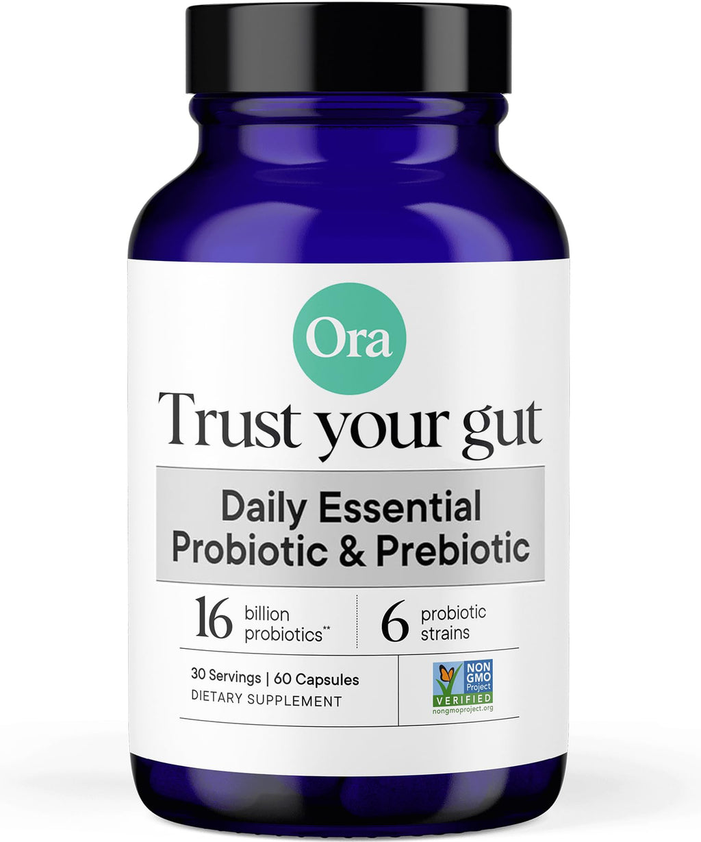 Ora Organic Probiotics with Prebiotics – 16 Billion CFU, 6 Strains (L. Acidophilus, L. Reuteri, B. Bifidum, B. Breve, B. Lactis, B. Longum)
