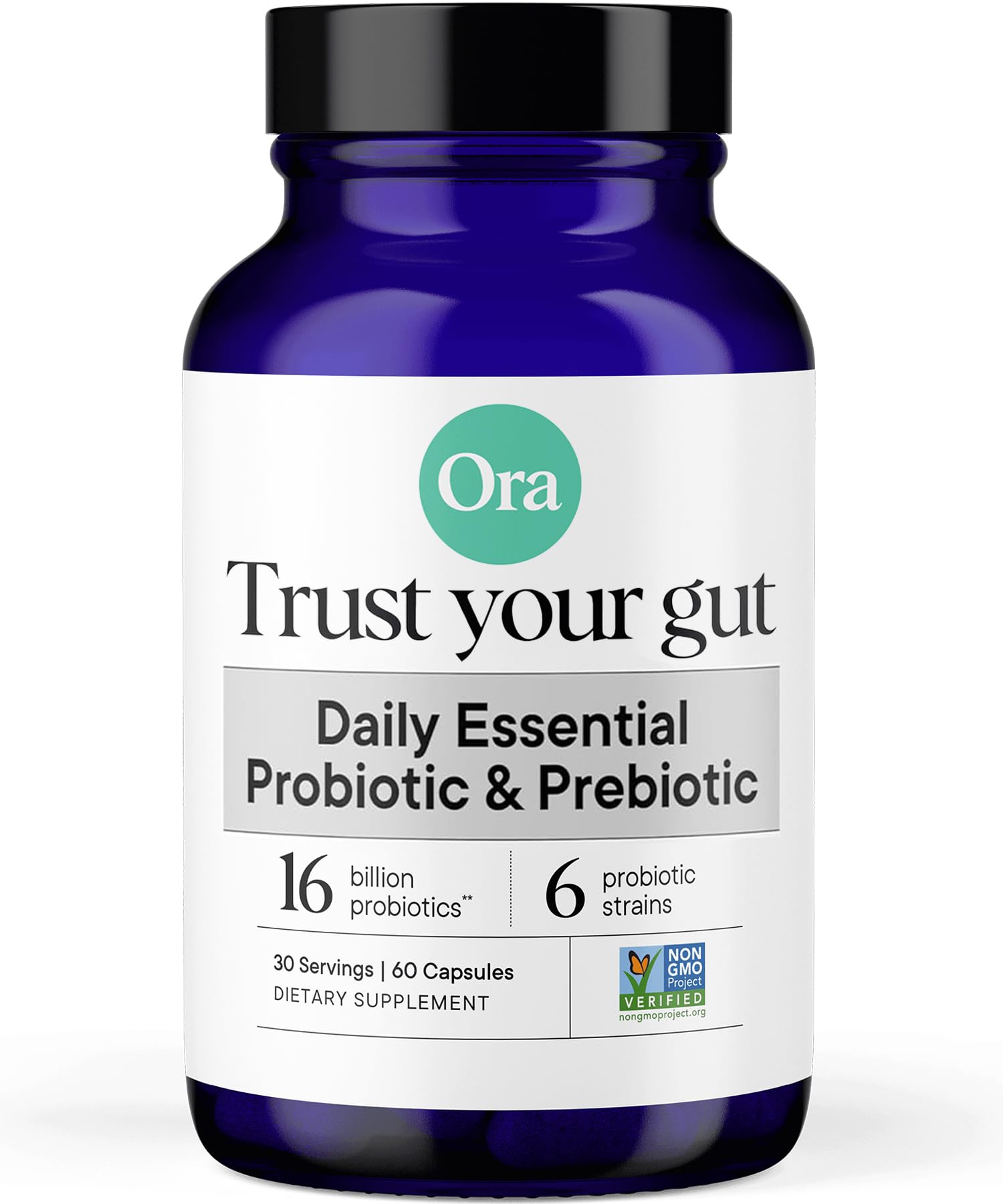 Ora Organic Probiotics with Prebiotics – 16 Billion CFU, 6 Strains (L. Acidophilus, L. Reuteri, B. Bifidum, B. Breve, B. Lactis, B. Longum)