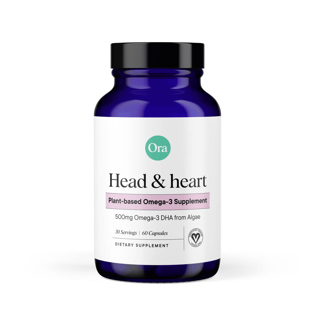 Ora Organic Vegan Omega-3 DHA 500mg – Algae-Sourced | Brain, Eye & Heart Health | 60 Capsules