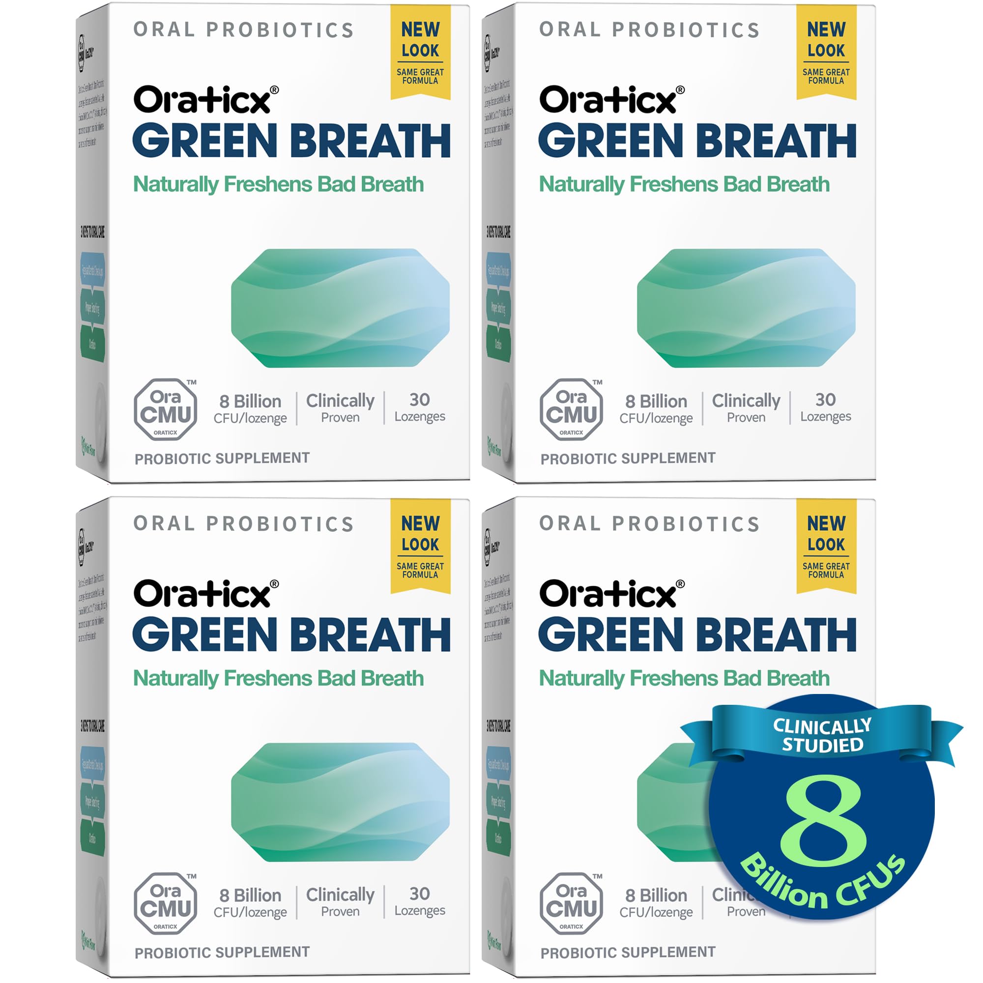 OraTicx Oral Probiotics Mint Breath – 8B CFU, 30 Lozenges, 4-Pack