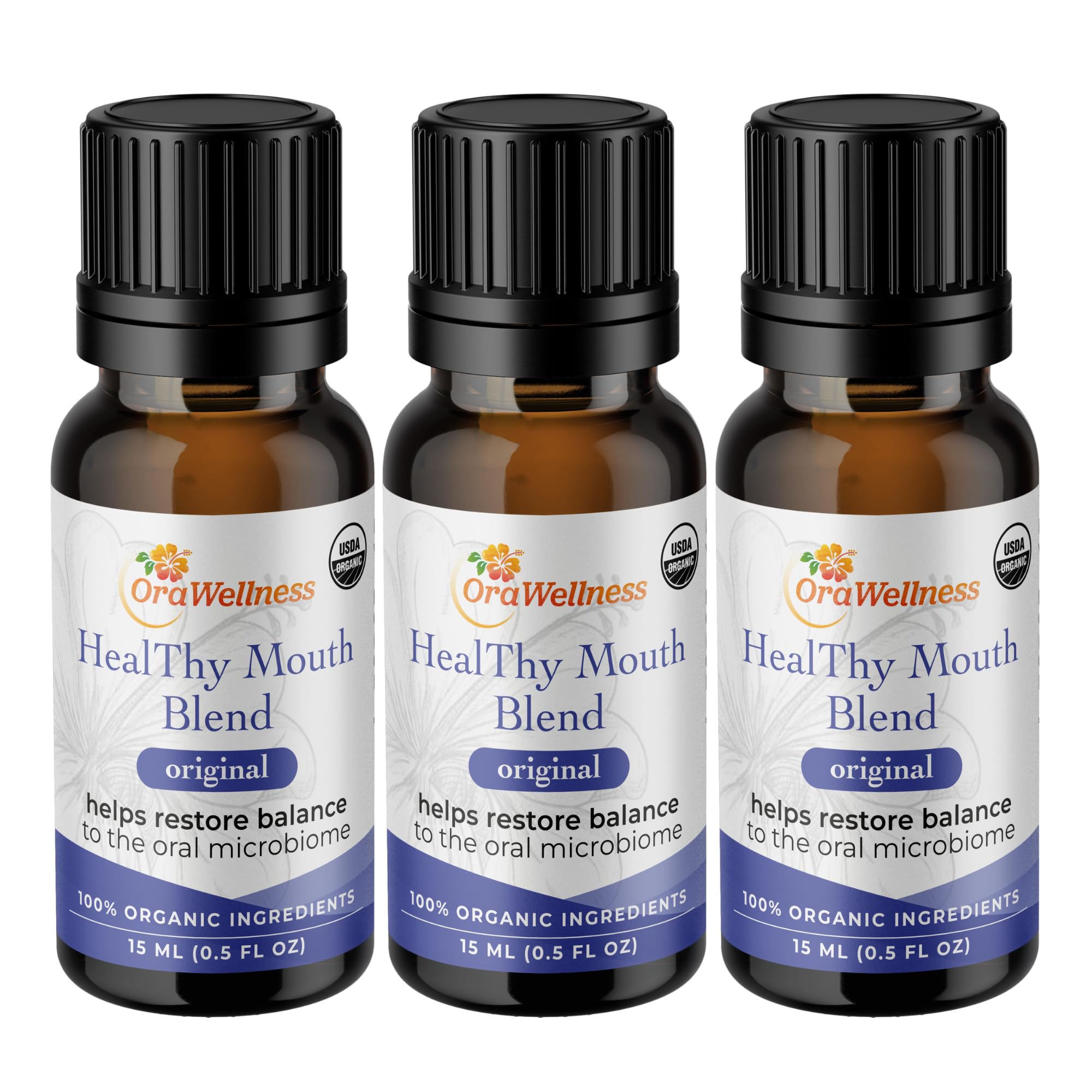 OraWellness Healthy Mouth Blend Organic Tooth Oil - Fluoride Free, Made in USA | Natural Mouthwash & Toothpaste Alternative (Pack of 3)