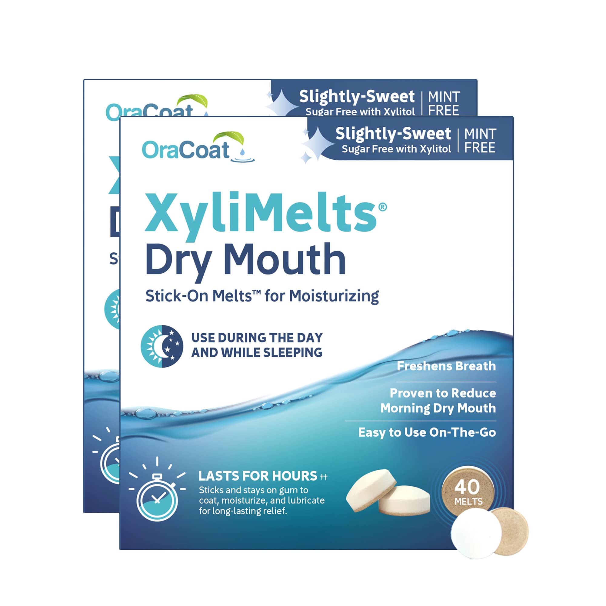 Oracoat XyliMelts for Dry Mouth – 8-Hour Relief, Sugar-Free Xylitol Discs, 80 Count