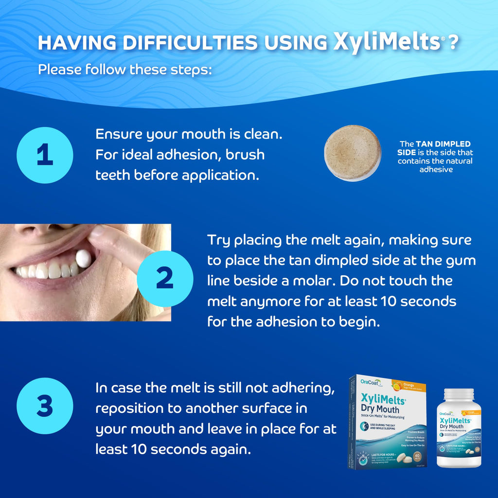 Oracoat XyliMelts Dry Mouth Relief Discs – 8-Hour, Orange, Xylitol