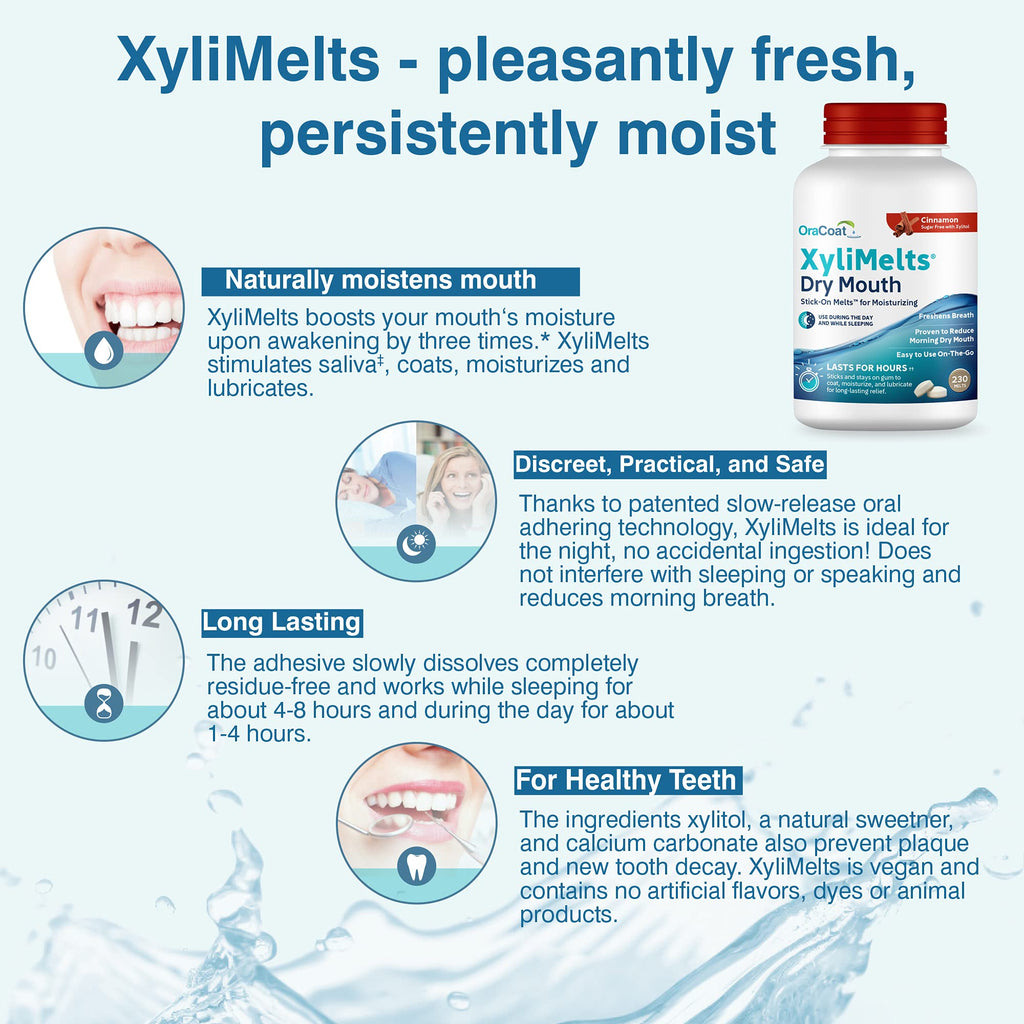 OraCoat XyliMelts Dry Mouth Discs – Cinnamon, 230 Count | 8-Hour Relief
