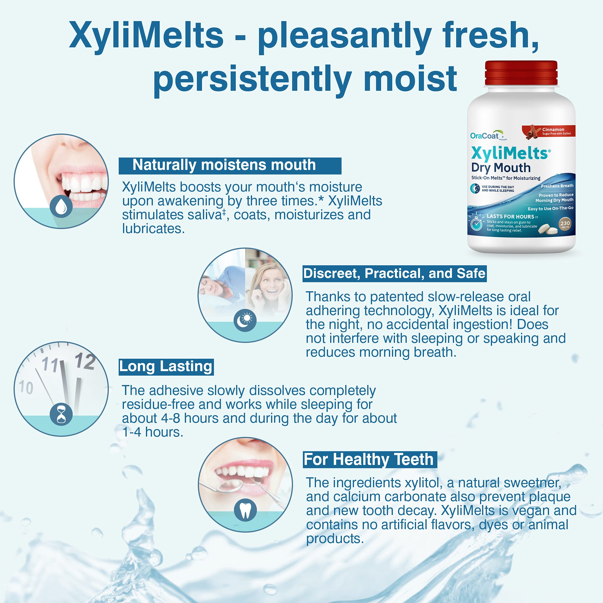 OraCoat XyliMelts Dry Mouth Discs – Cinnamon, 230 Count | 8-Hour Relief