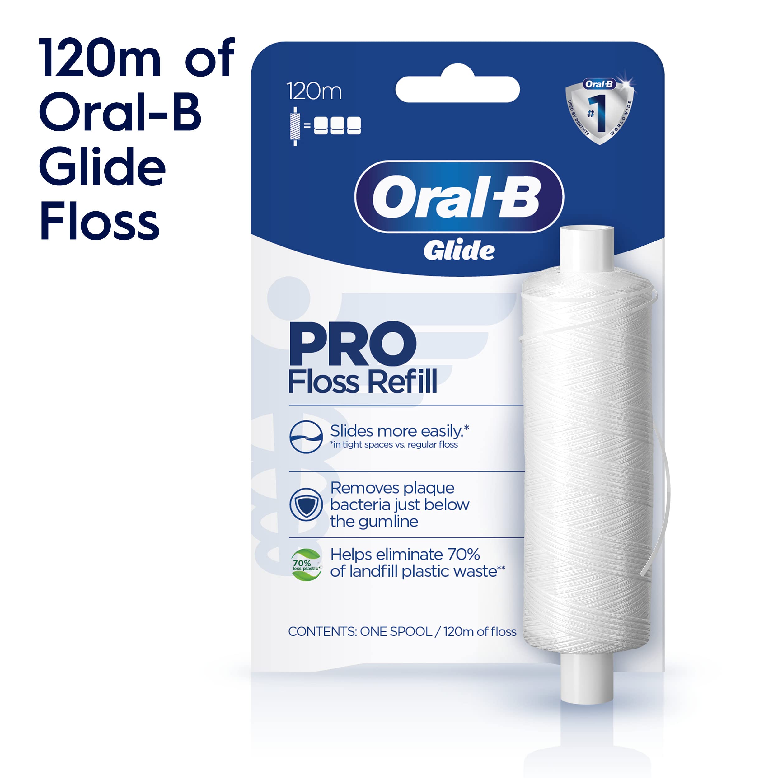 Oral-B Glide PRO Floss Refill 120m – Dentist-Recommended, Refillable