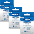 Oral-B Threader Floss – 30 Count with Built-In Threader for Braces, Bridges & Implants | Pack of 3