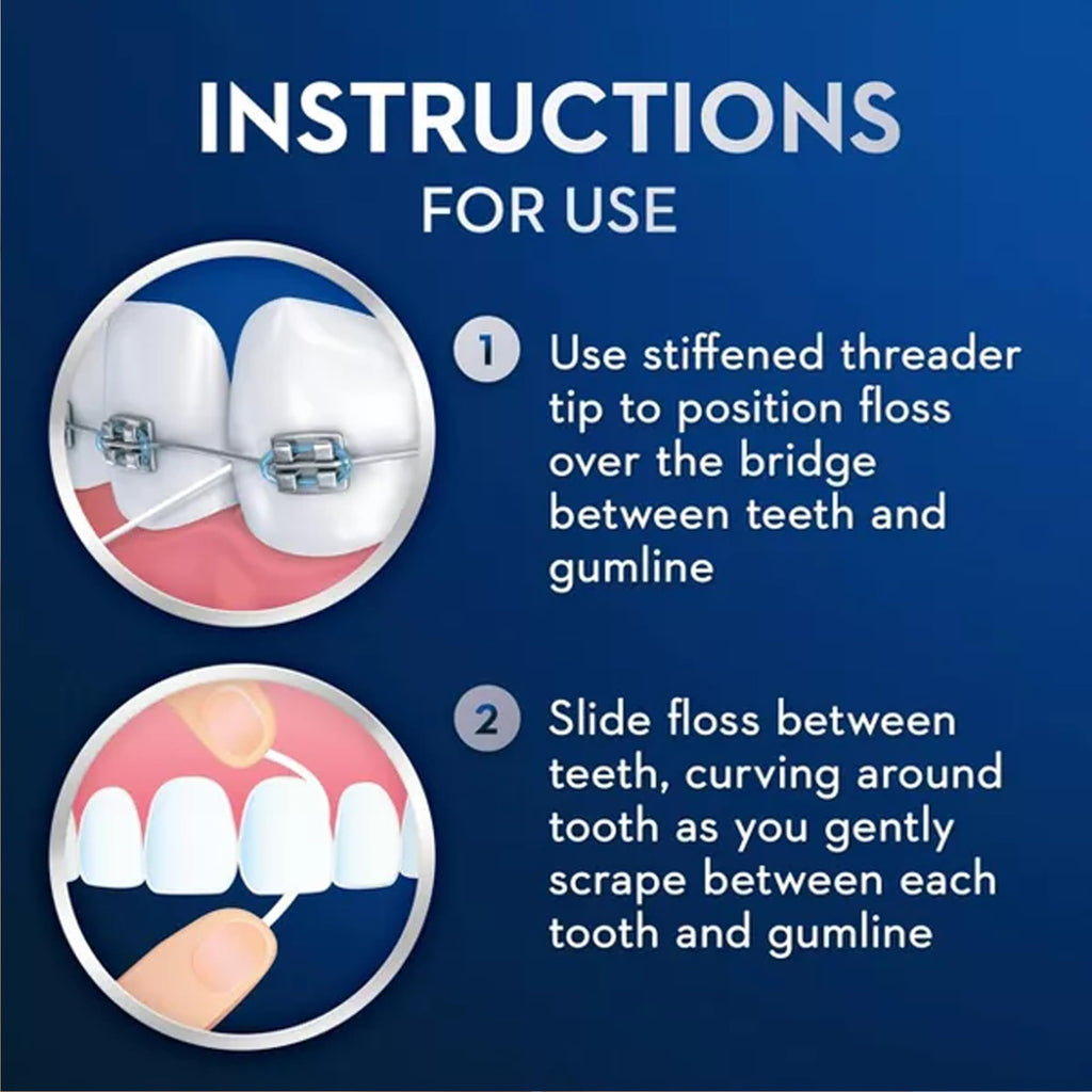 Oral-B Threader Floss – 30 Count with Built-In Threader for Braces, Bridges & Implants | Pack of 3