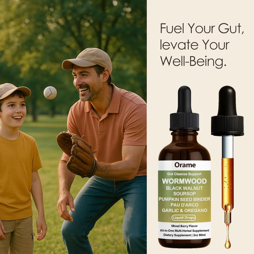 Orame Wormwood Gut Cleanse Liquid Drops – Prozen Wormwood, Black Walnut, Clove, Soursop, 2 oz
